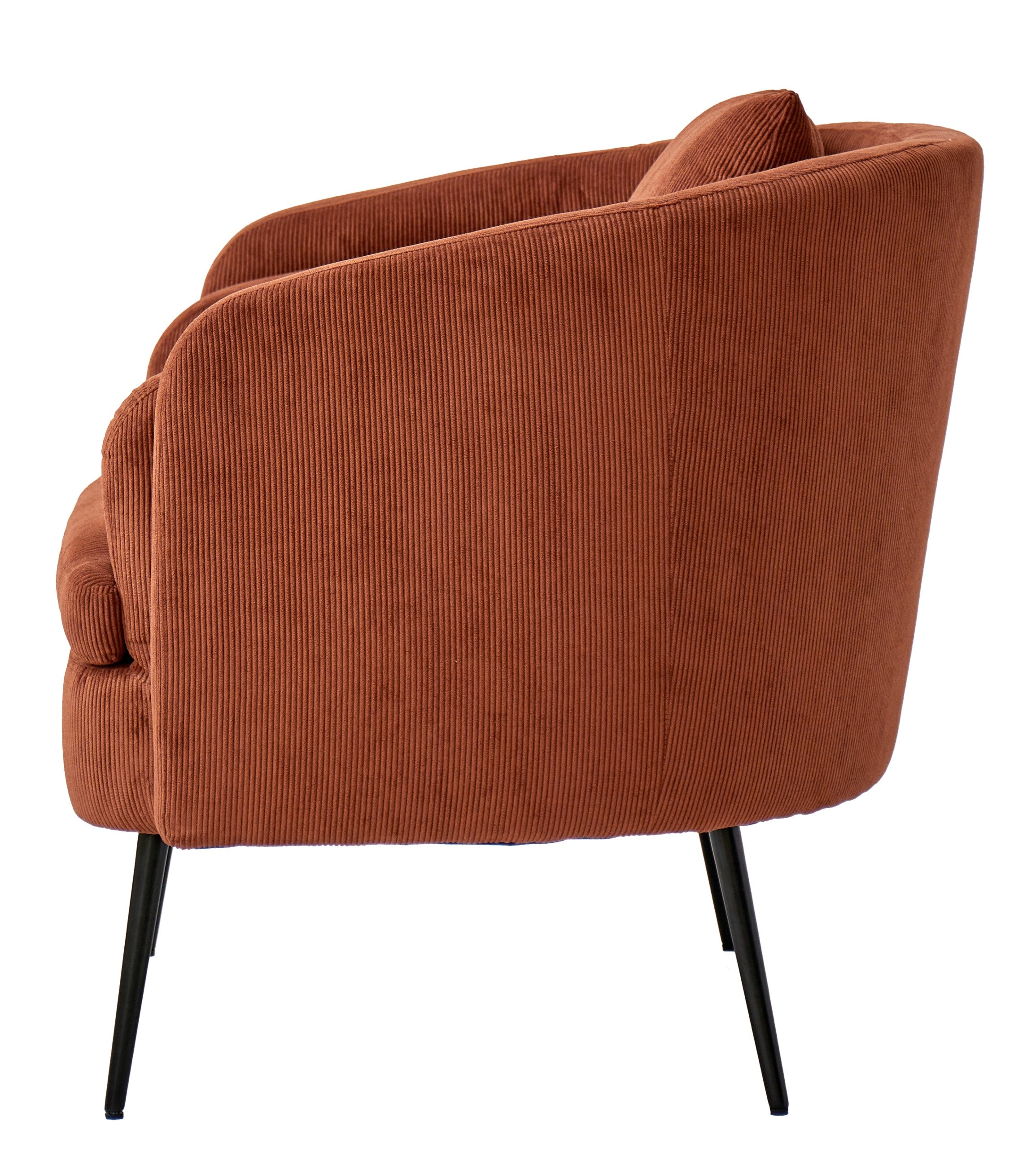 DUKE – Fotel salonowy z metalu i sztruksu w kolorze terakoty