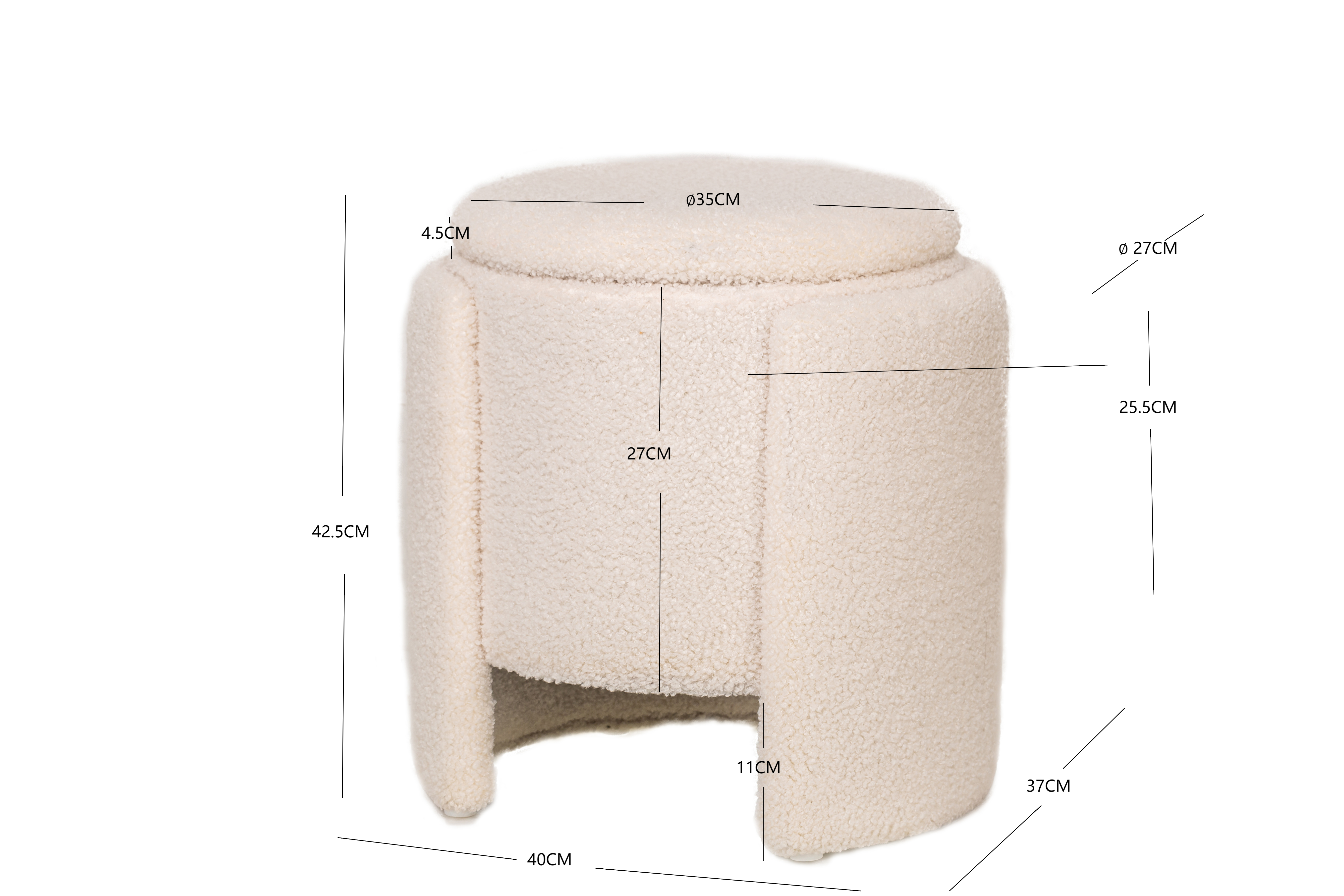 MOSS – Pufa w stylu skandynawskim z białymi pętelkami