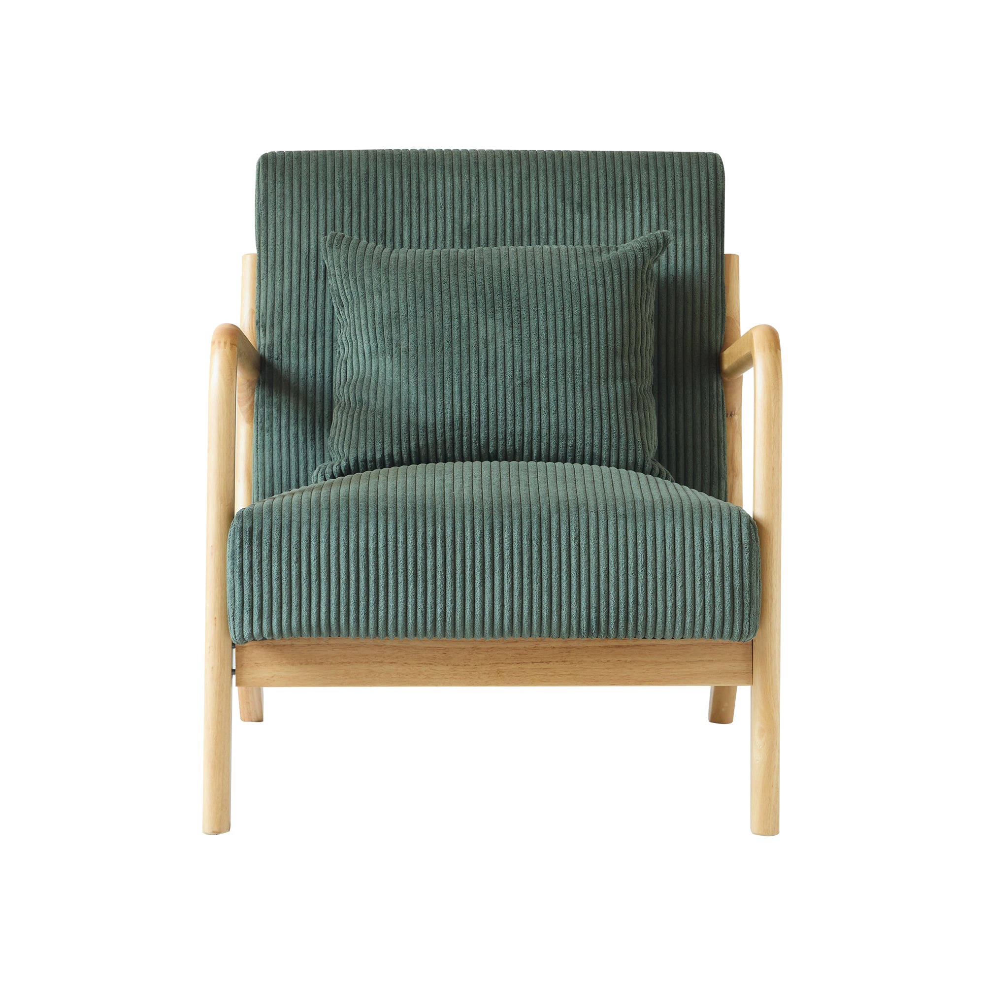 OHAMA – Fotel salonowy z litego drewna i zielonego sztruksu