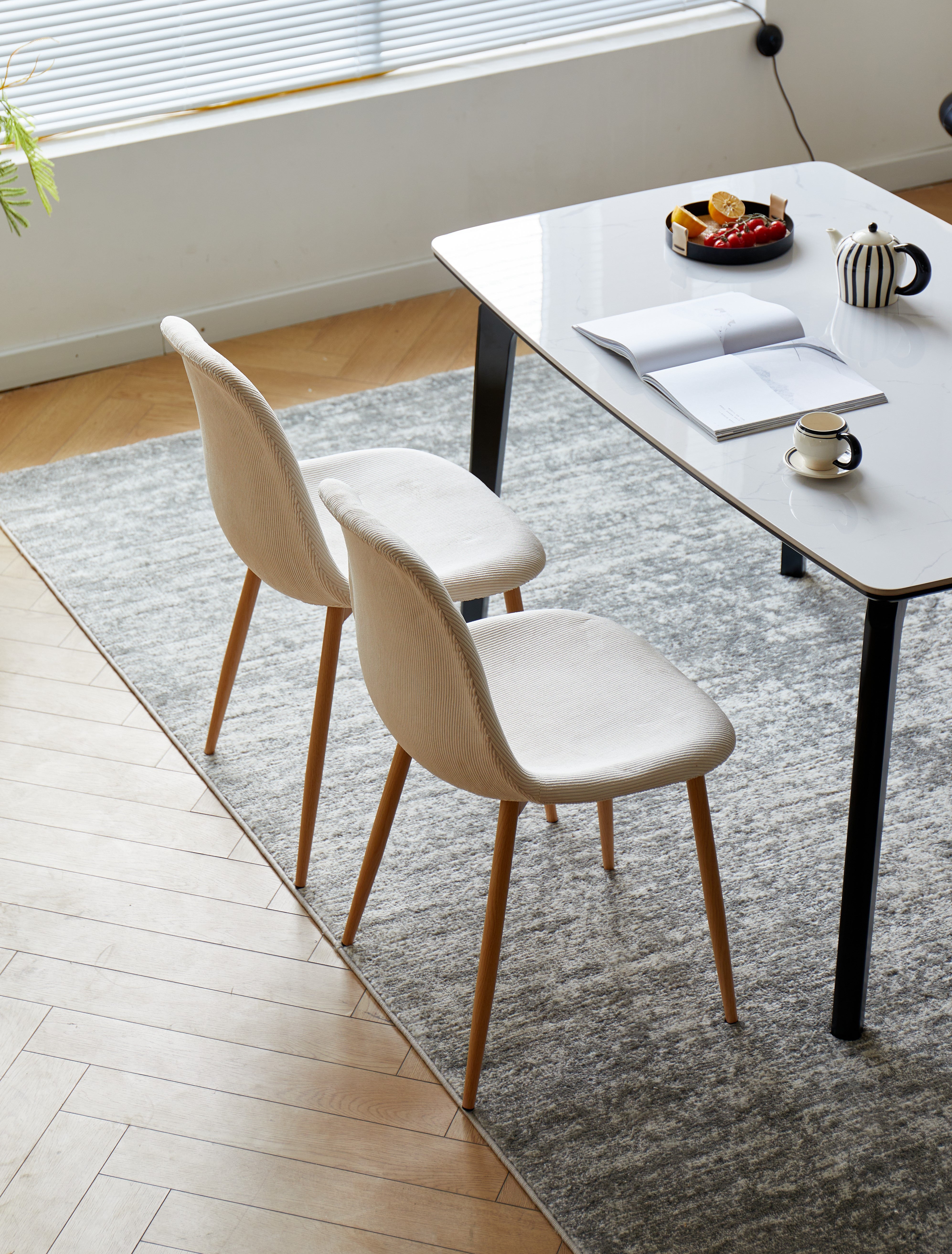 COPENHAGEN – Zestaw 4 krzeseł z metalu i beżowego sztruksu