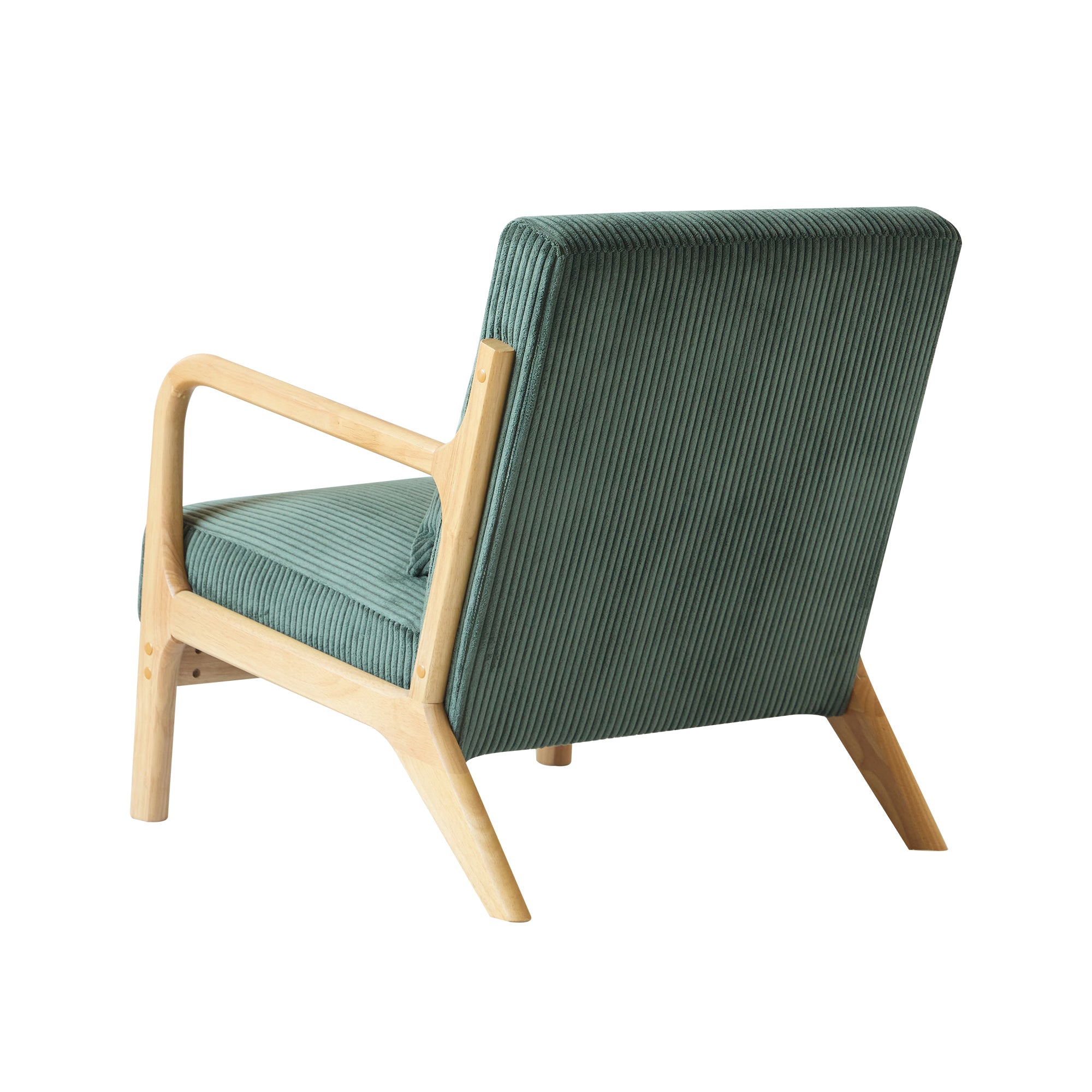 OHAMA – Fotel salonowy z litego drewna i zielonego sztruksu