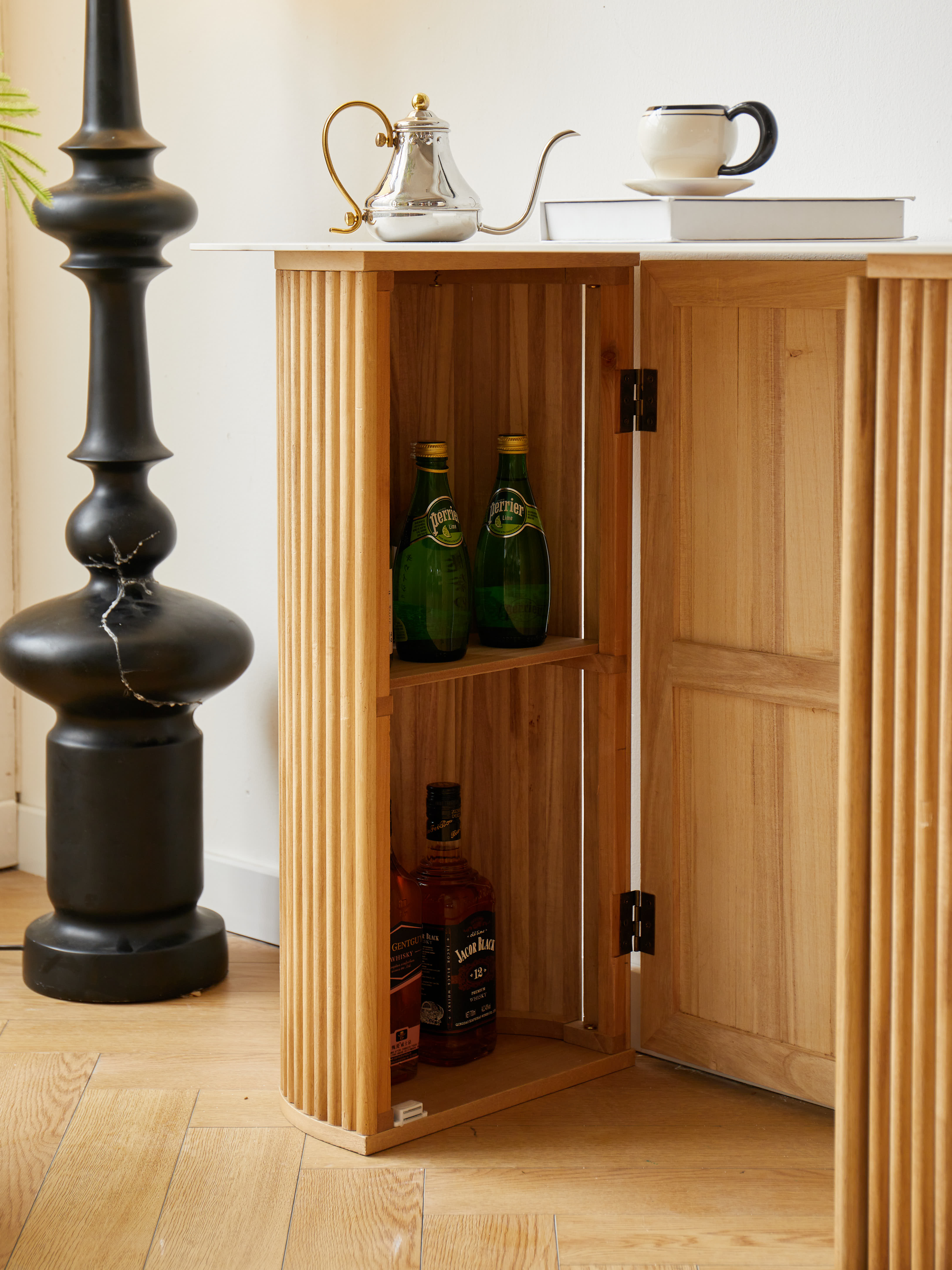 PIREUS – drewniana konsola z blatem imitującym marmur