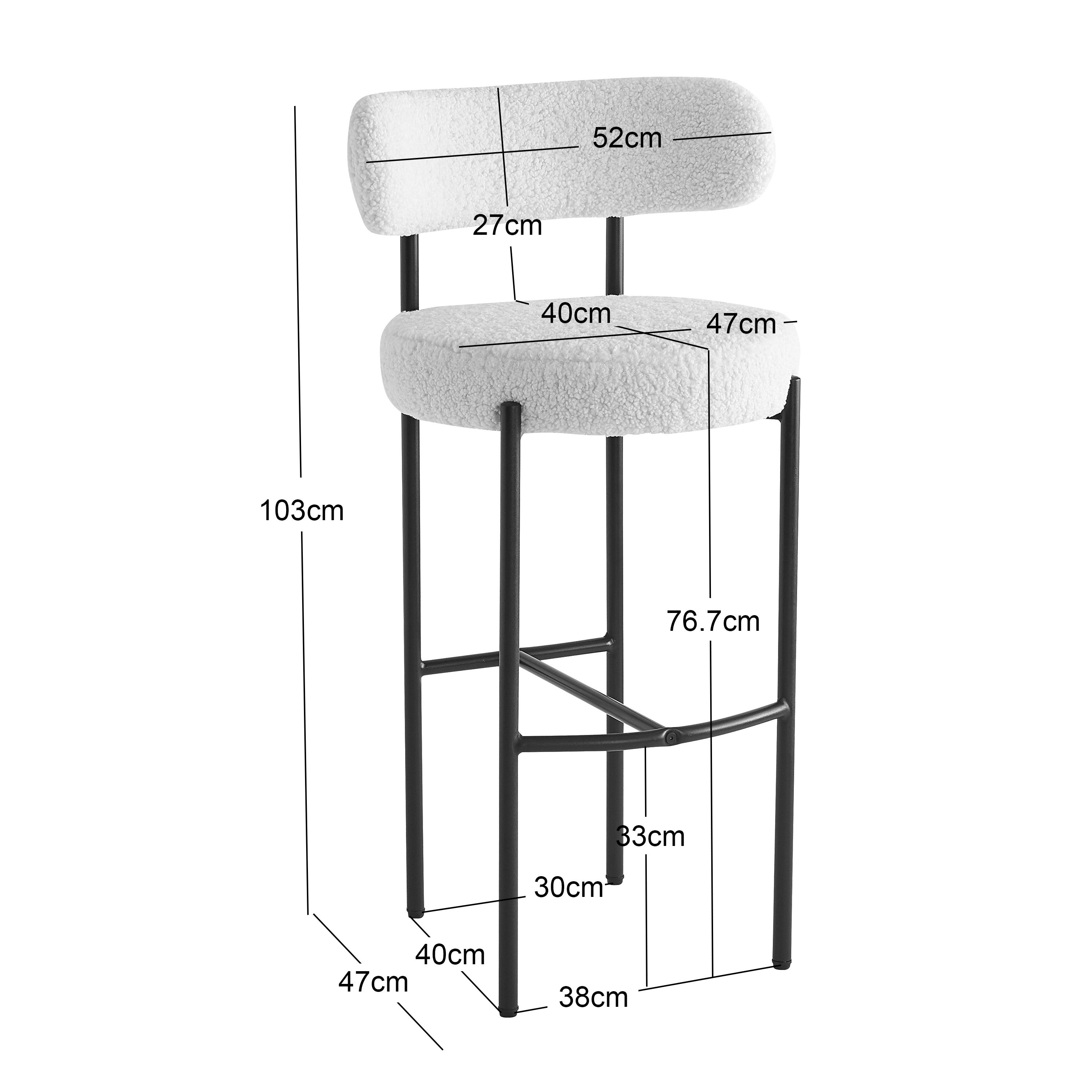 Zestaw 2 stołków barowych z metalu i białymi pętelkami