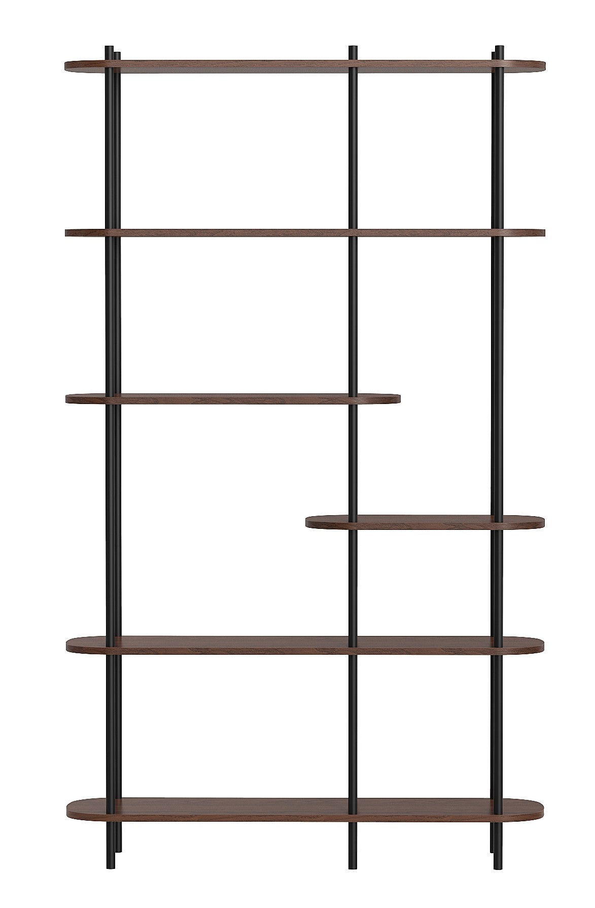 Nowoczesna półka z metalu i brązowego drewna