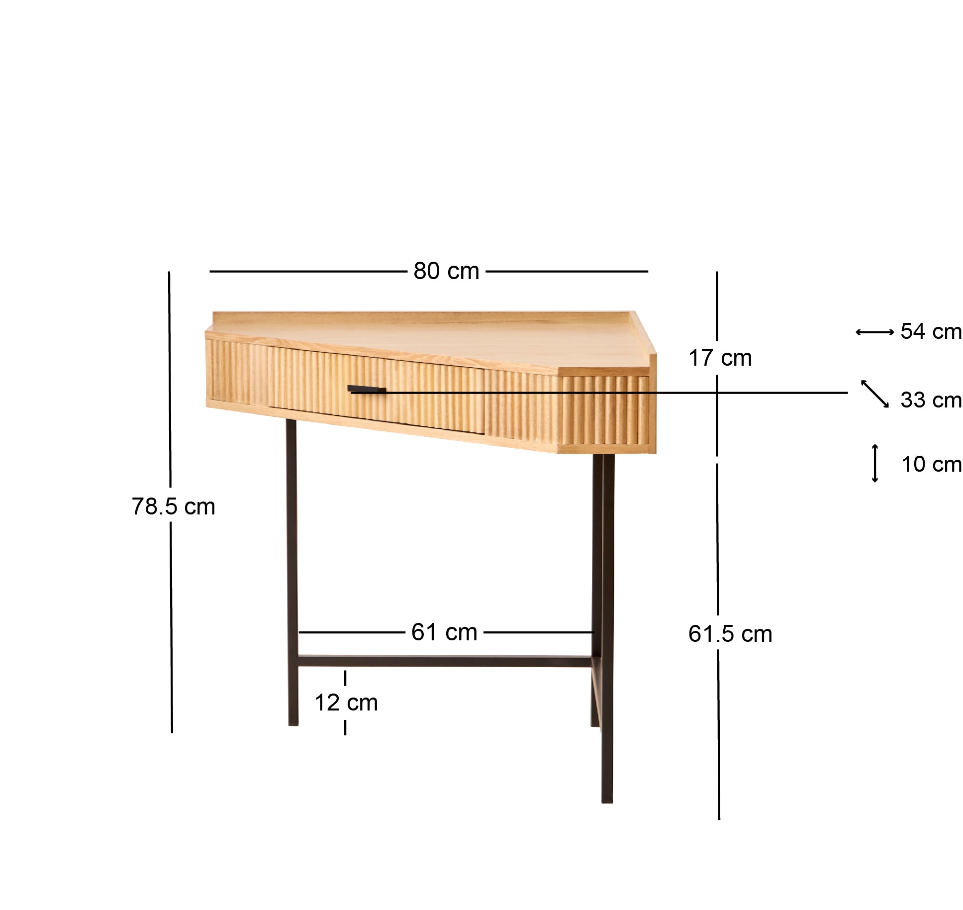 SETO – Biurko narożne z drewna i metalu, 1 szuflada