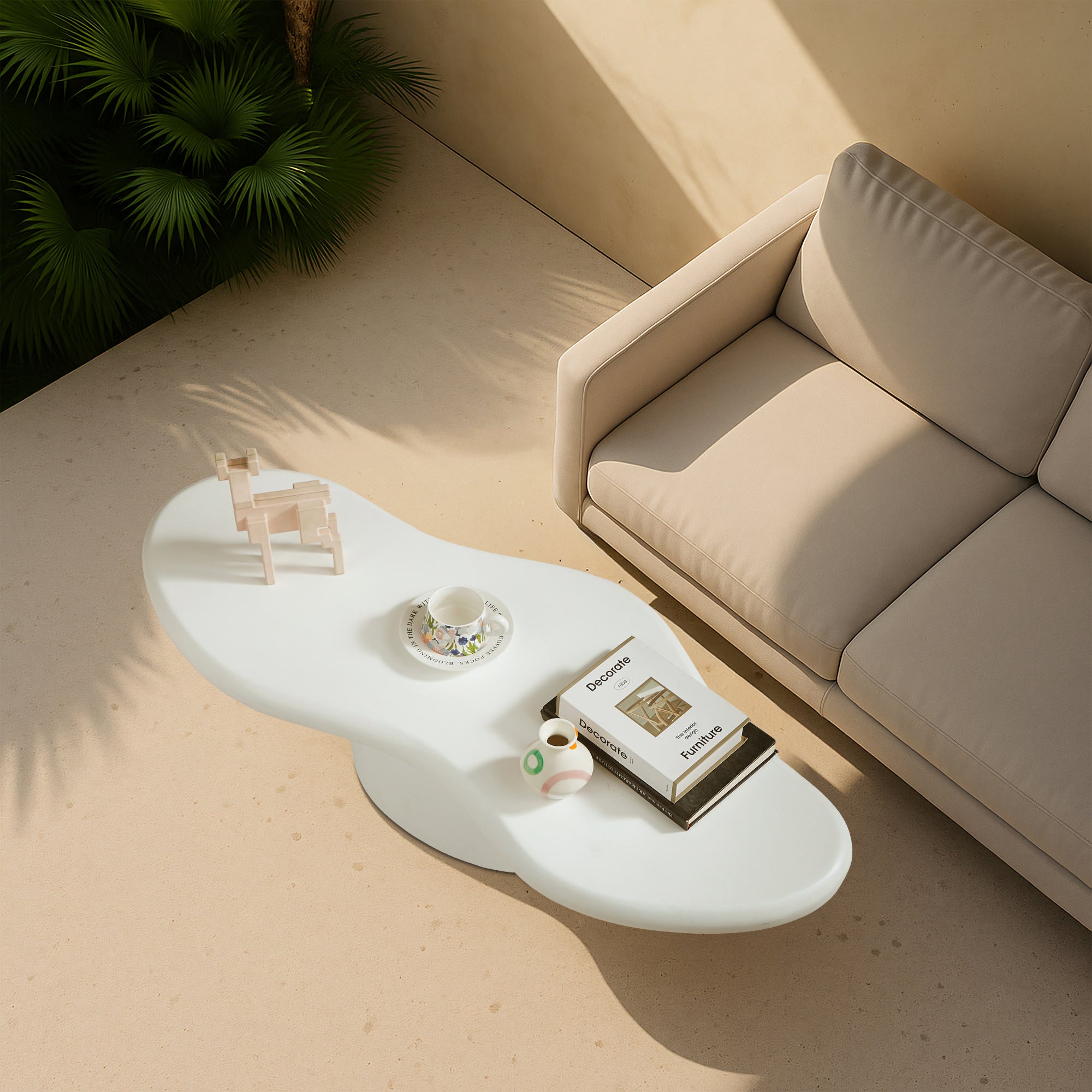 TORNIO – stolik kawowy do wnętrz i na zewnątrz z białego magnezytu