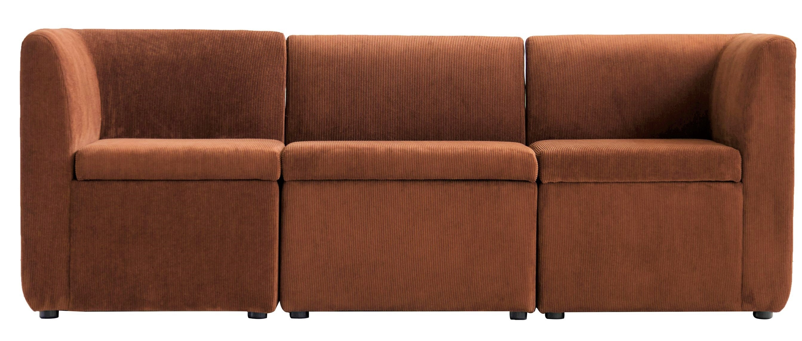 VARDE - Canapé modulable 3 personnes en velours côtelé terracotta