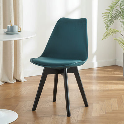 Lot de 4 chaises scandinaves en bois et polypropylène bleu