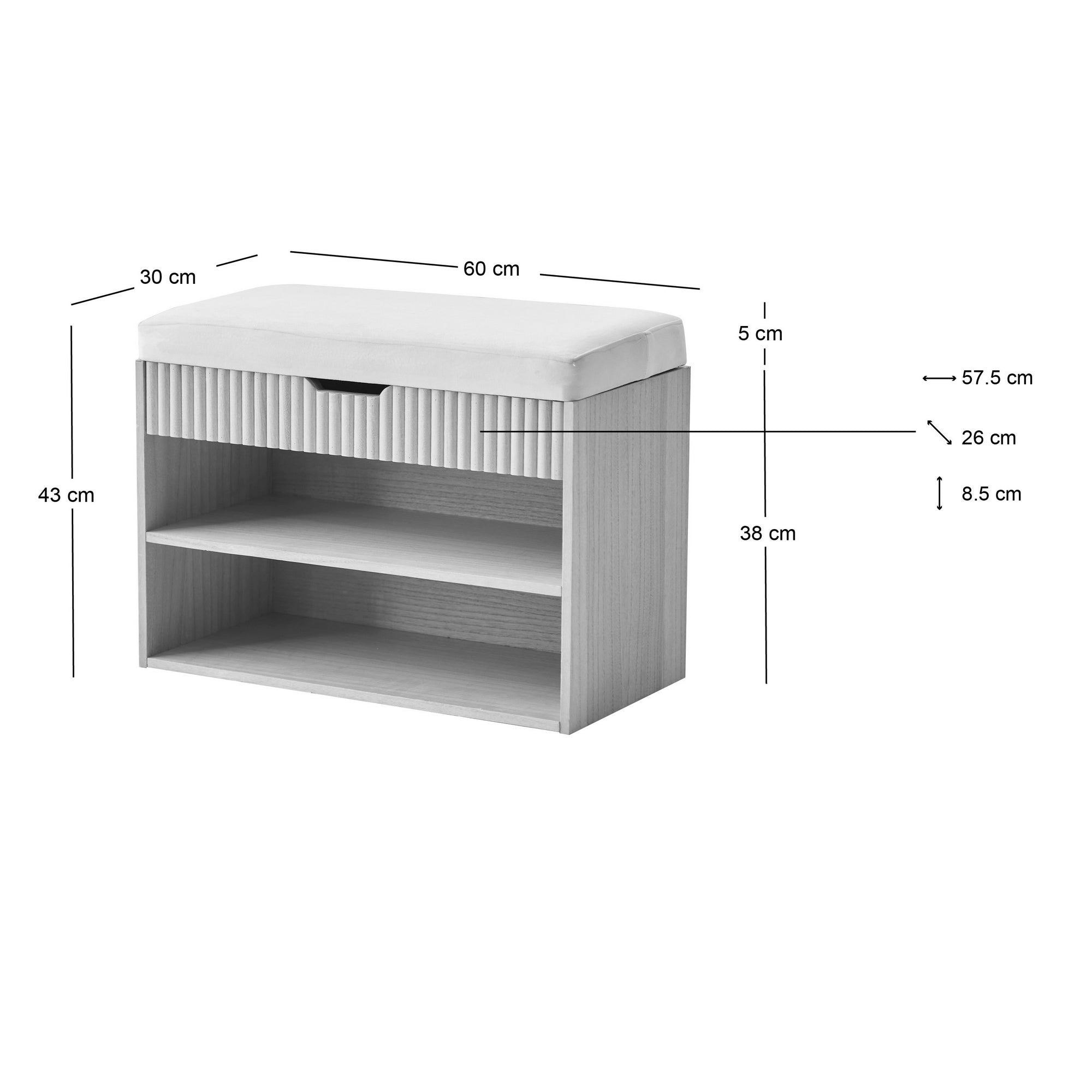 KUBO – Szafka na buty z drewnianym schowkiem i zielonym sztruksem w kolorze khaki