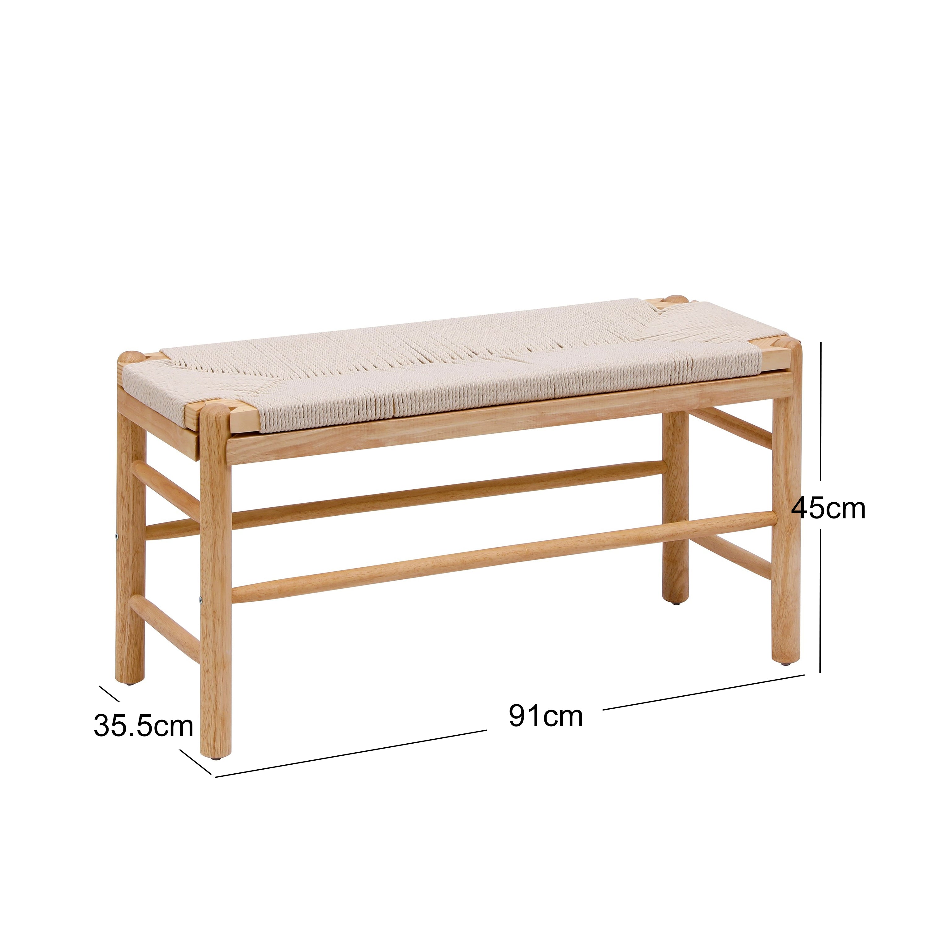 Ławka z schowkiem z litego drewna i sznurkiem