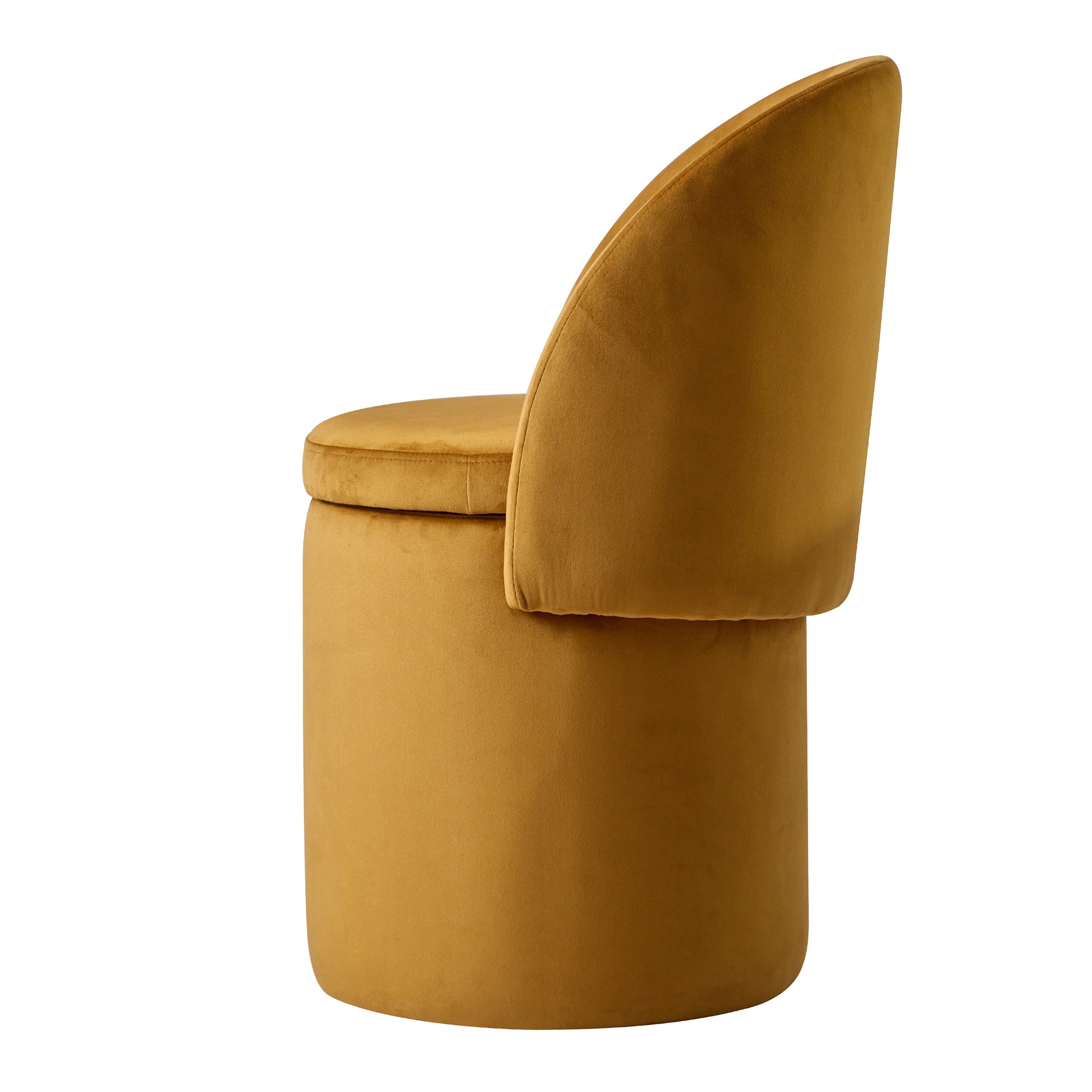 UMEA – Pufa z oparciem i schowkiem, z aksamitu w kolorze musztardowej żółci