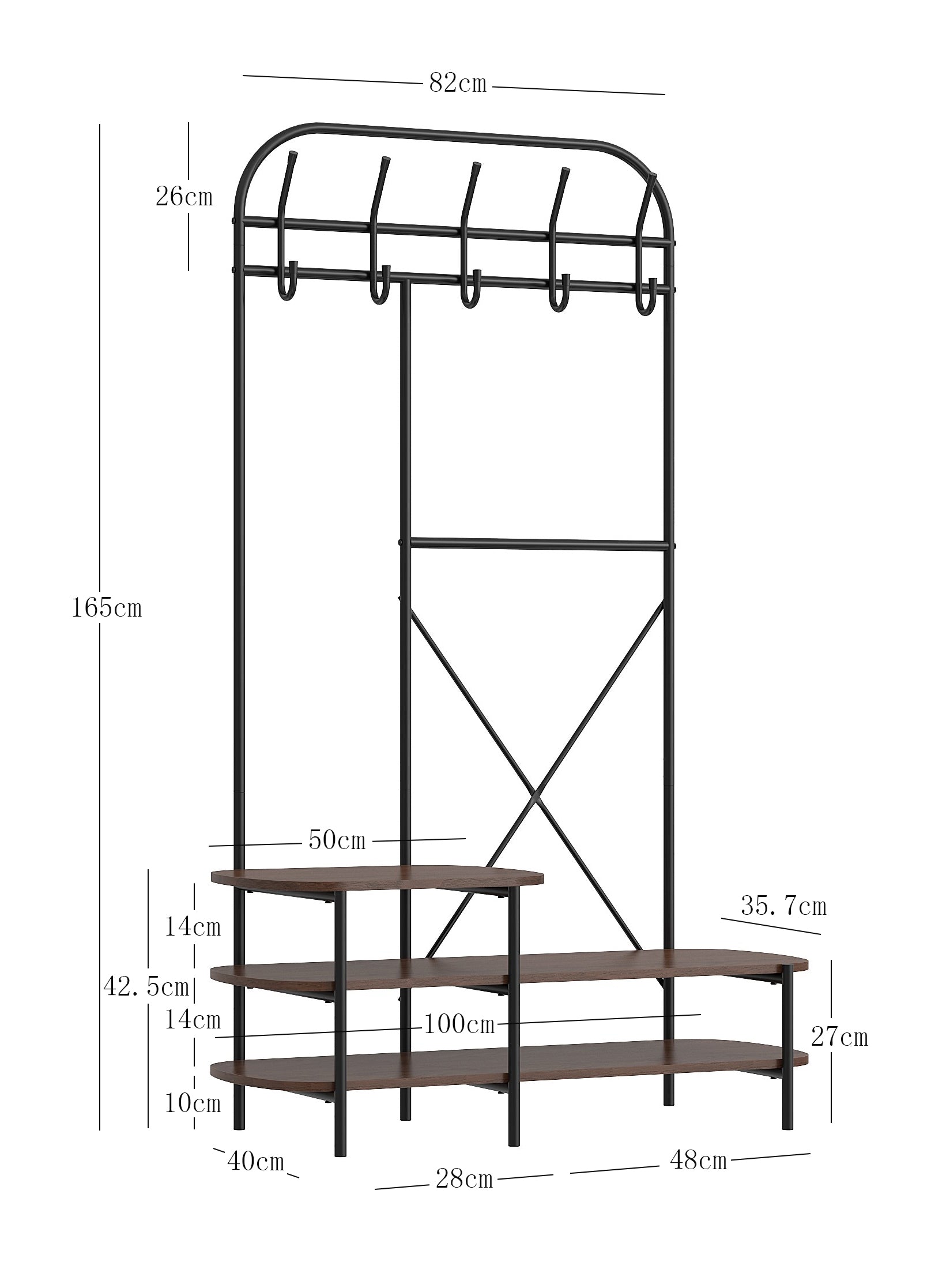 Szafka w stylu industrialnym z czarnymi drewnianymi półkami