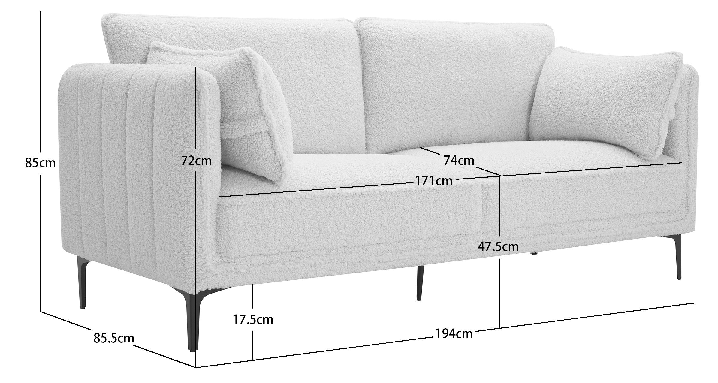NUUK – 3-osobowa sofa z metalu i białych pętelek