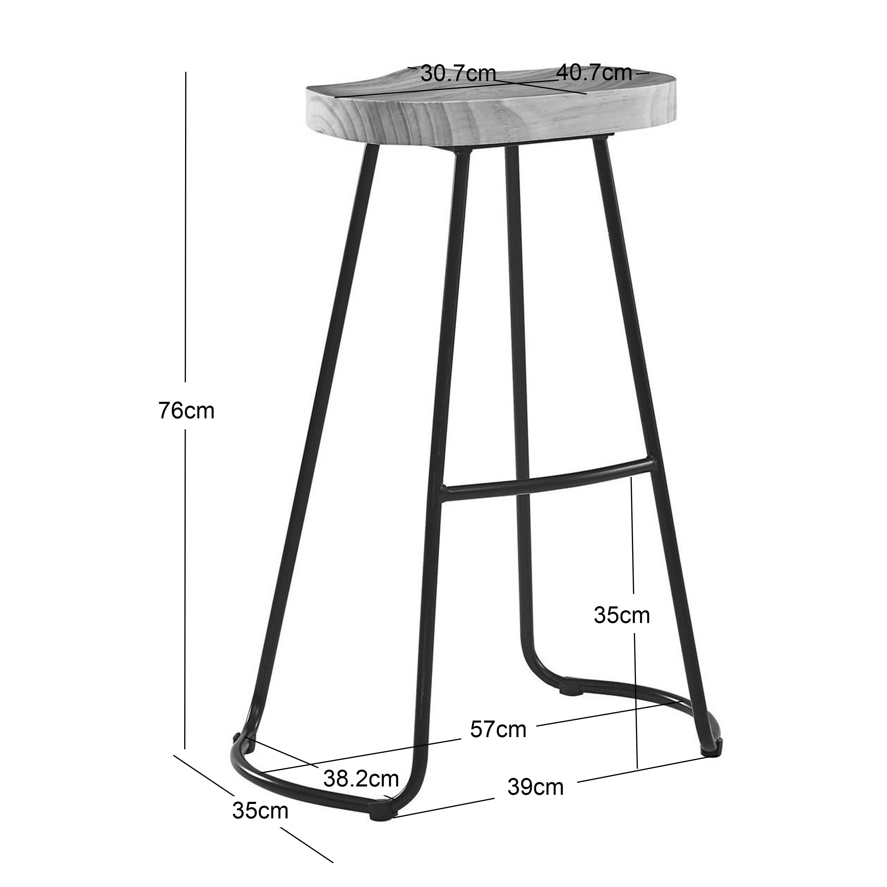 Zestaw 2 stołków barowych z metalu i naturalnego drewna jesionowego