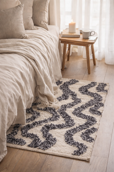 KOUVOLA - Rectangular Cotton Rug with Brown and Ecru Pattern 60 x 90 cm