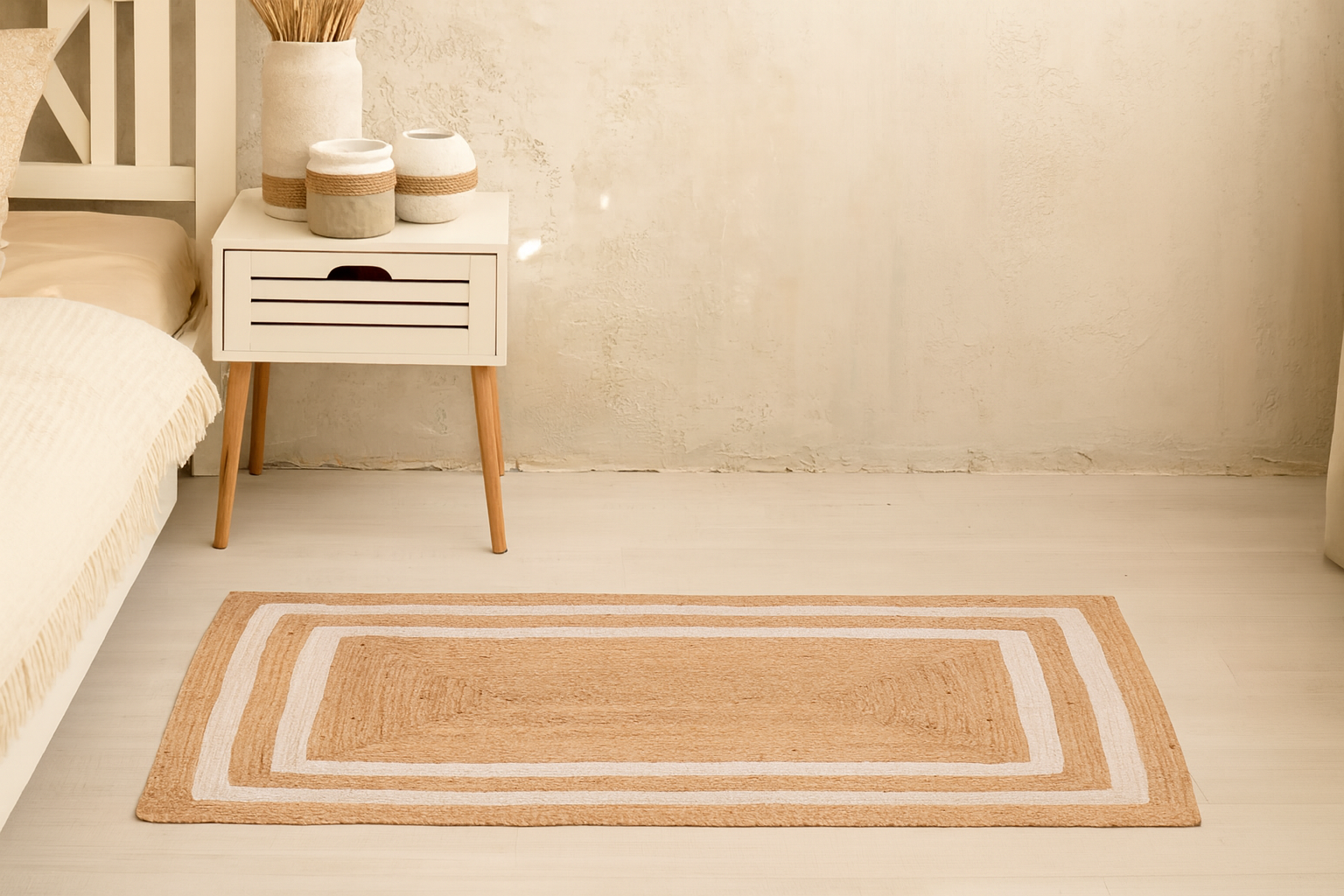 ALVA – prostokątny dywanik z naturalnej juty w kolorze brązowym, 170 x 120 cm
