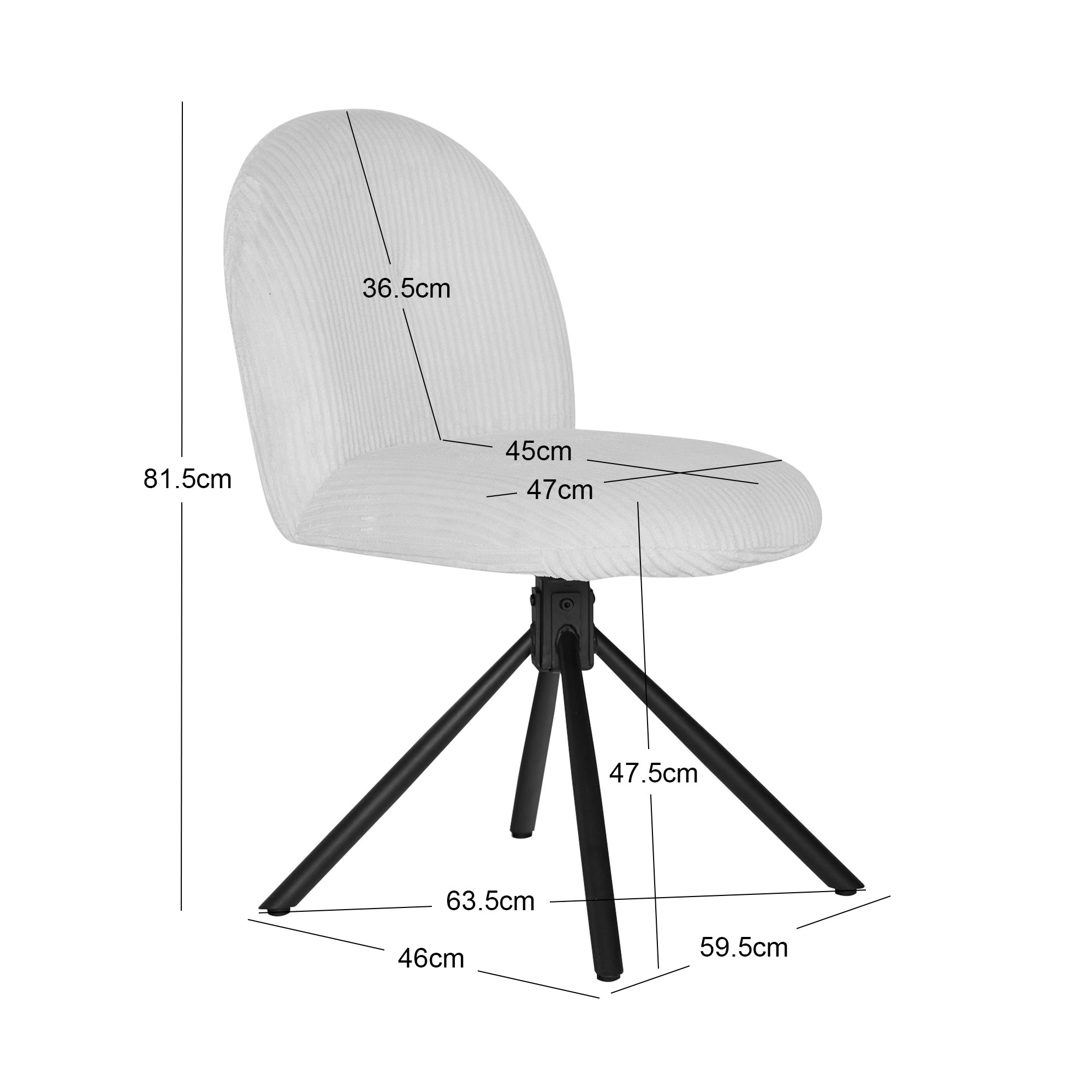KITTILA - Zestaw 2 Obrotowych krzeseł z beżowego sztruksu i metalu
