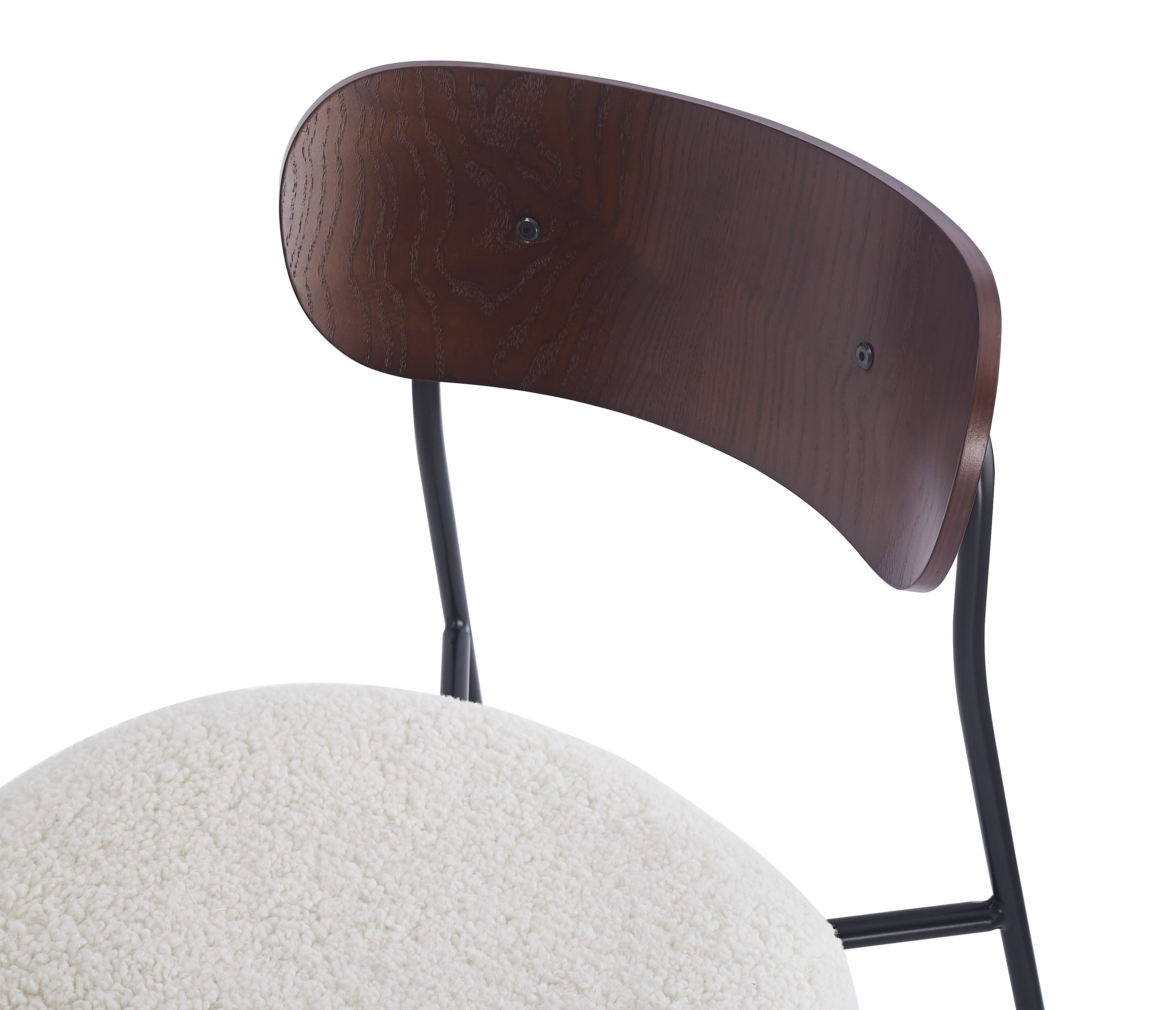 Esszimmerstühle (2er Set) aus Metall und Bouclé Weiß