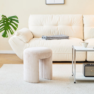 NAGA - Pouf in velluto a coste beige