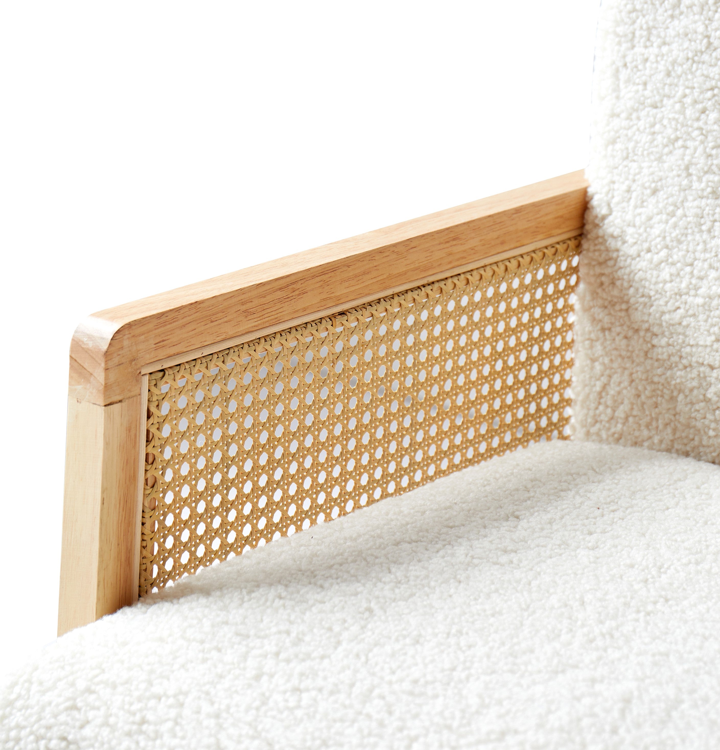 BORGO – Fotel salonowy z litego drewna i białej plecionki