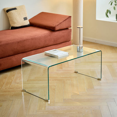 ACCRA - Table basse rectangulaire en verre trempé transparent