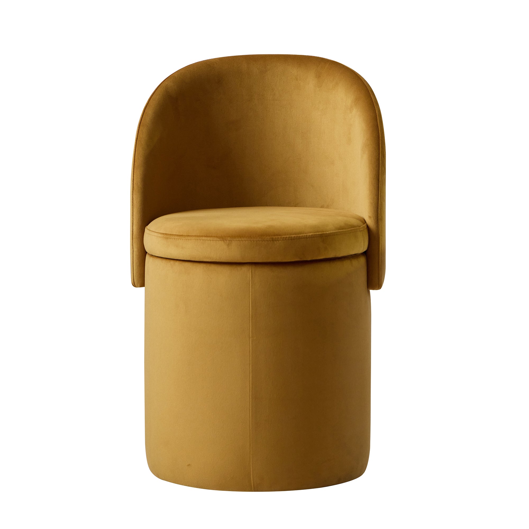 UMEA – Pufa z oparciem i schowkiem, z aksamitu w kolorze musztardowej żółci