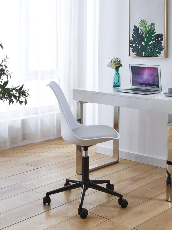 Chaise de bureau en polypropylène et simili blanc