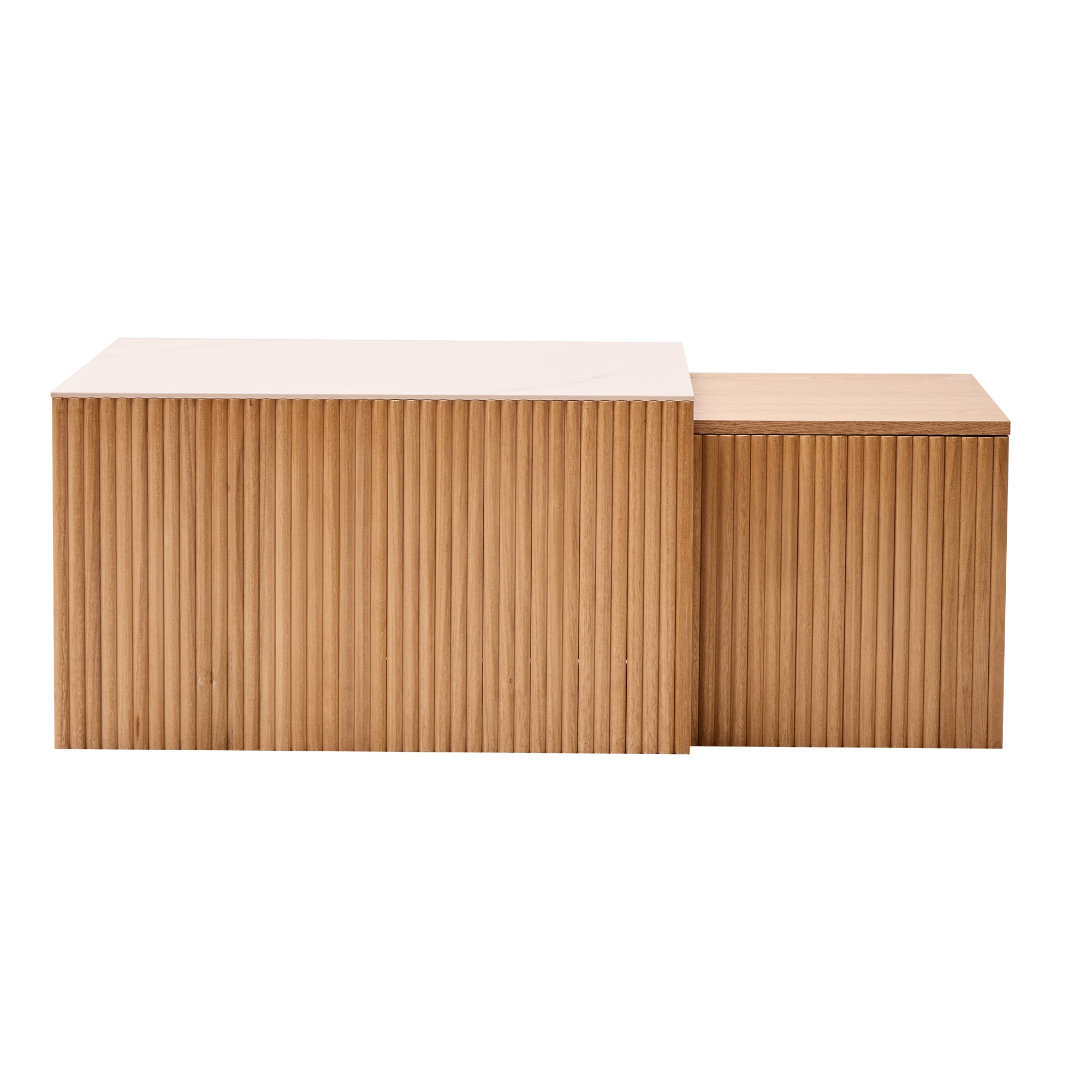 TROMSO – Zestaw 2 stolików kawowych z drewna z efektem marmuru