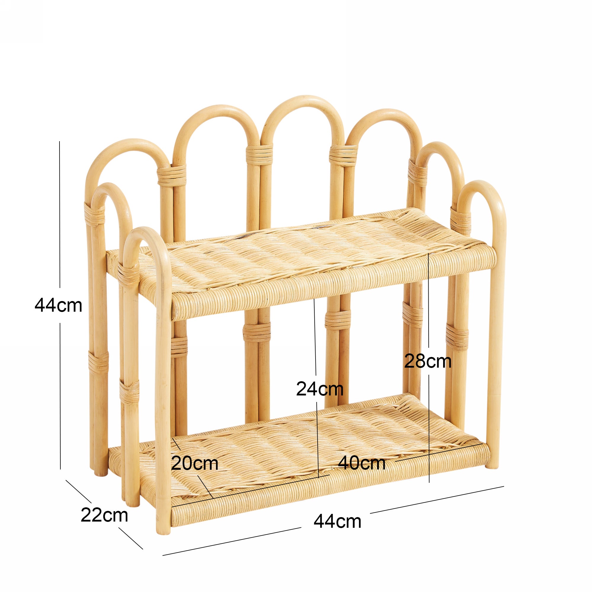 BELEM – Dwupoziomowa półka wisząca na ścianę z naturalnego rattanu