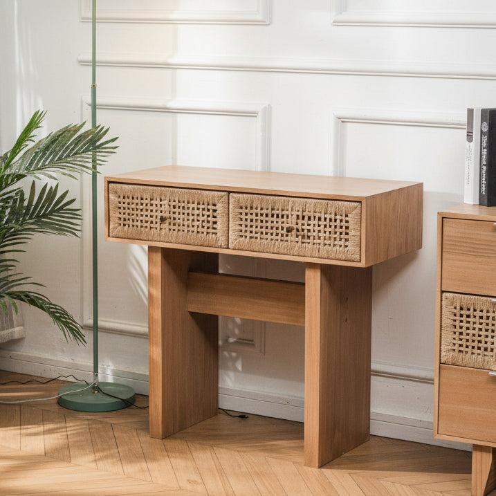 LIMEIRA - Console table with 2 drawers in wood and natural rope – Nordlys