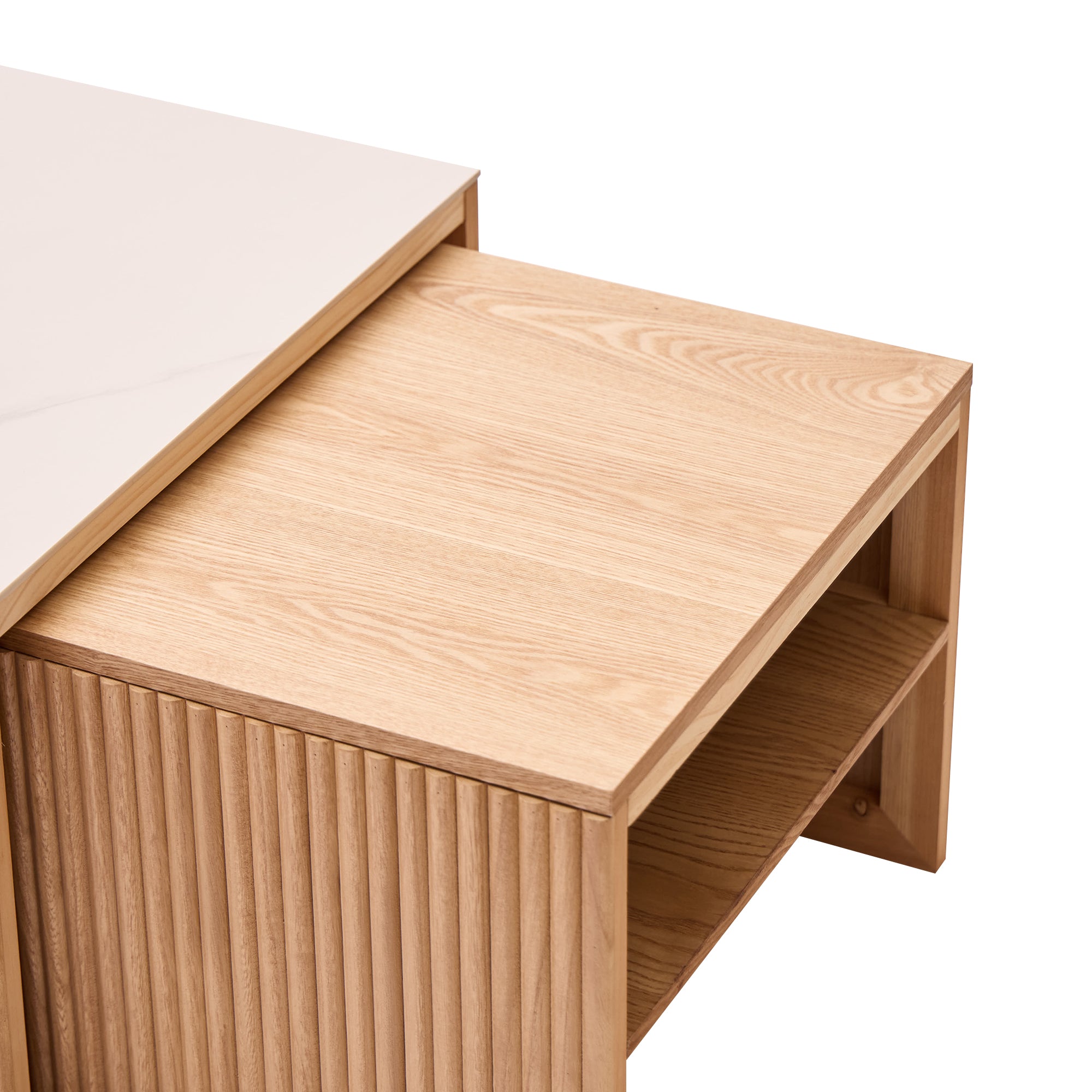 TROMSO – Zestaw 2 stolików kawowych z drewna z efektem marmuru