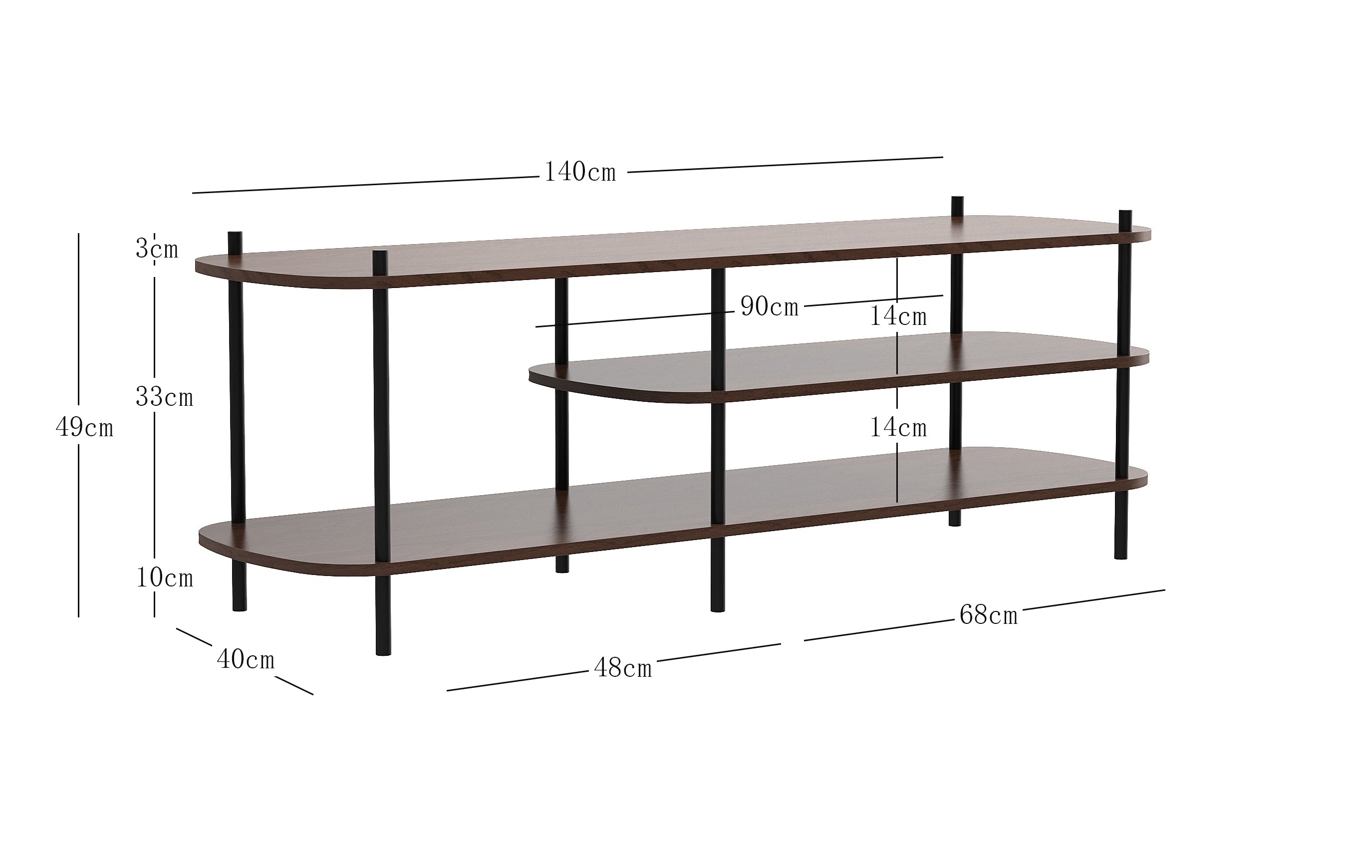 COLEMAN – nowoczesny mebel pod telewizor z metalu i brązowego drewna