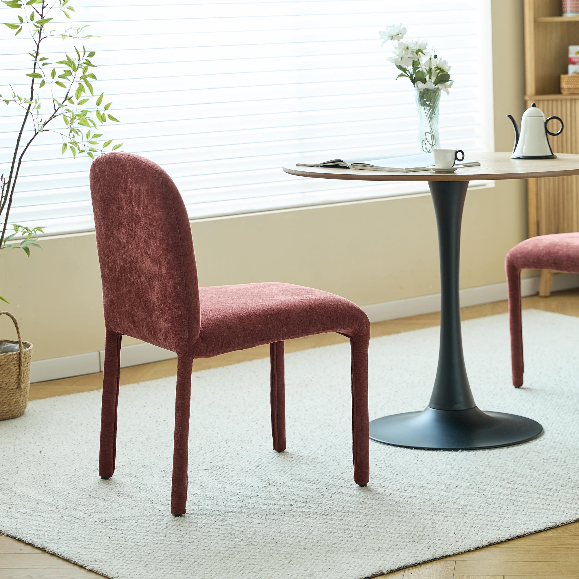 SMOLA - Lot de 2 chaises scandinaves en tissu terracotta