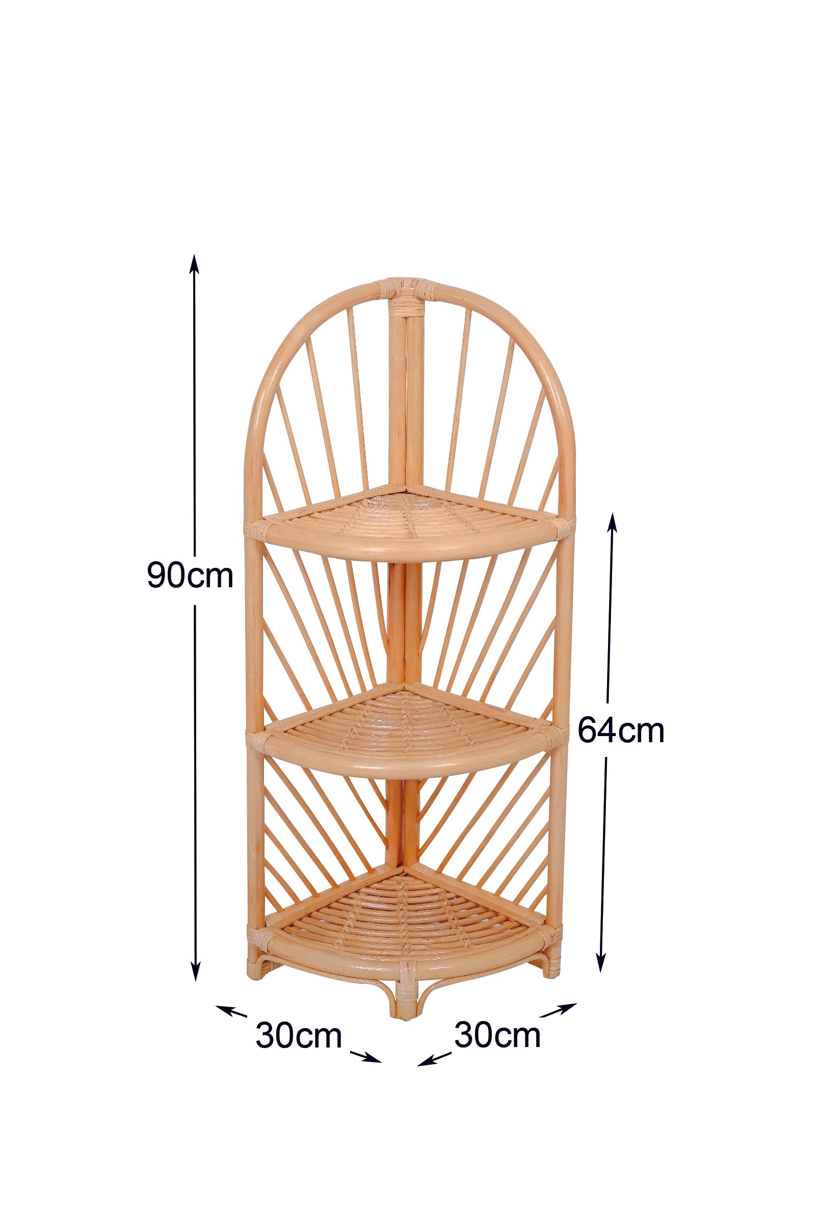 KOLAKA – 3-poziomowa półka narożna z naturalnego rattanu
