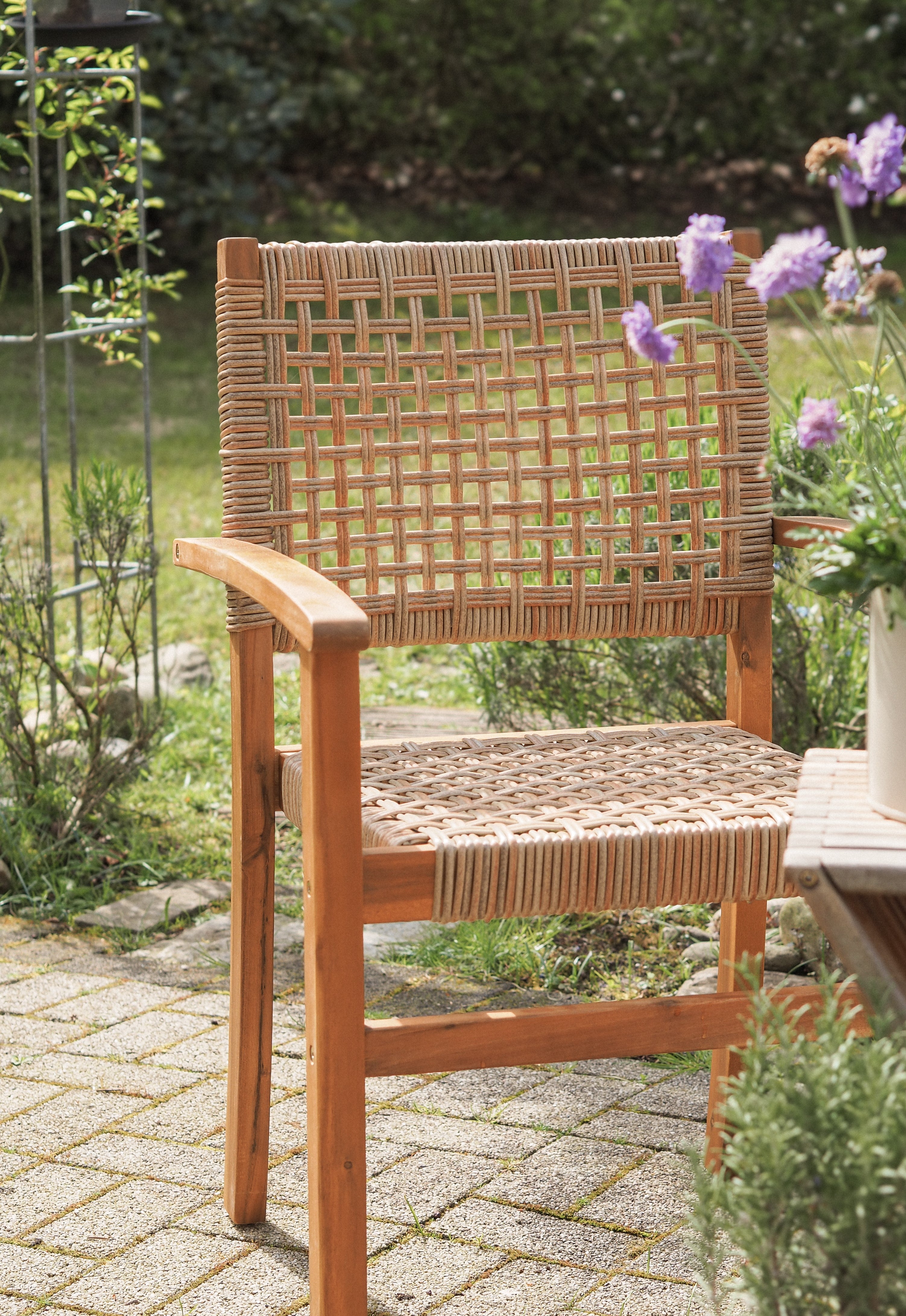 MACEIO – Zestaw 2 krzeseł ogrodowych z drewna akacjowego i liny