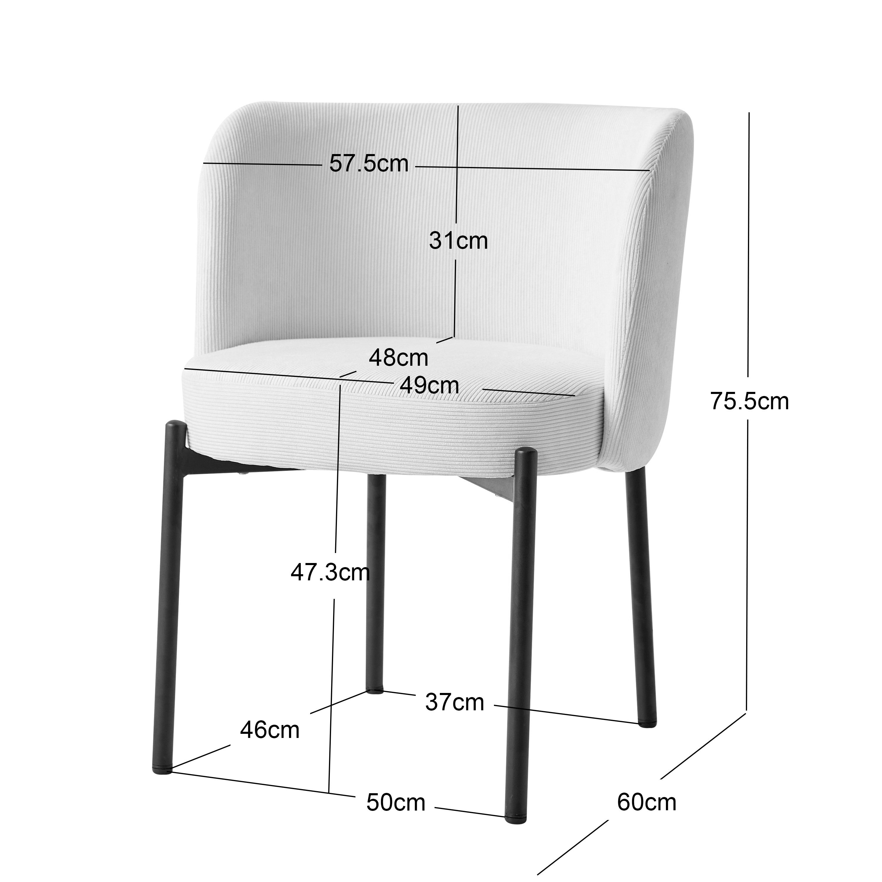 GRIMSTAD – Zestaw 2 skandynawskich krzeseł z metalu i sztruksu w kolorze terakoty