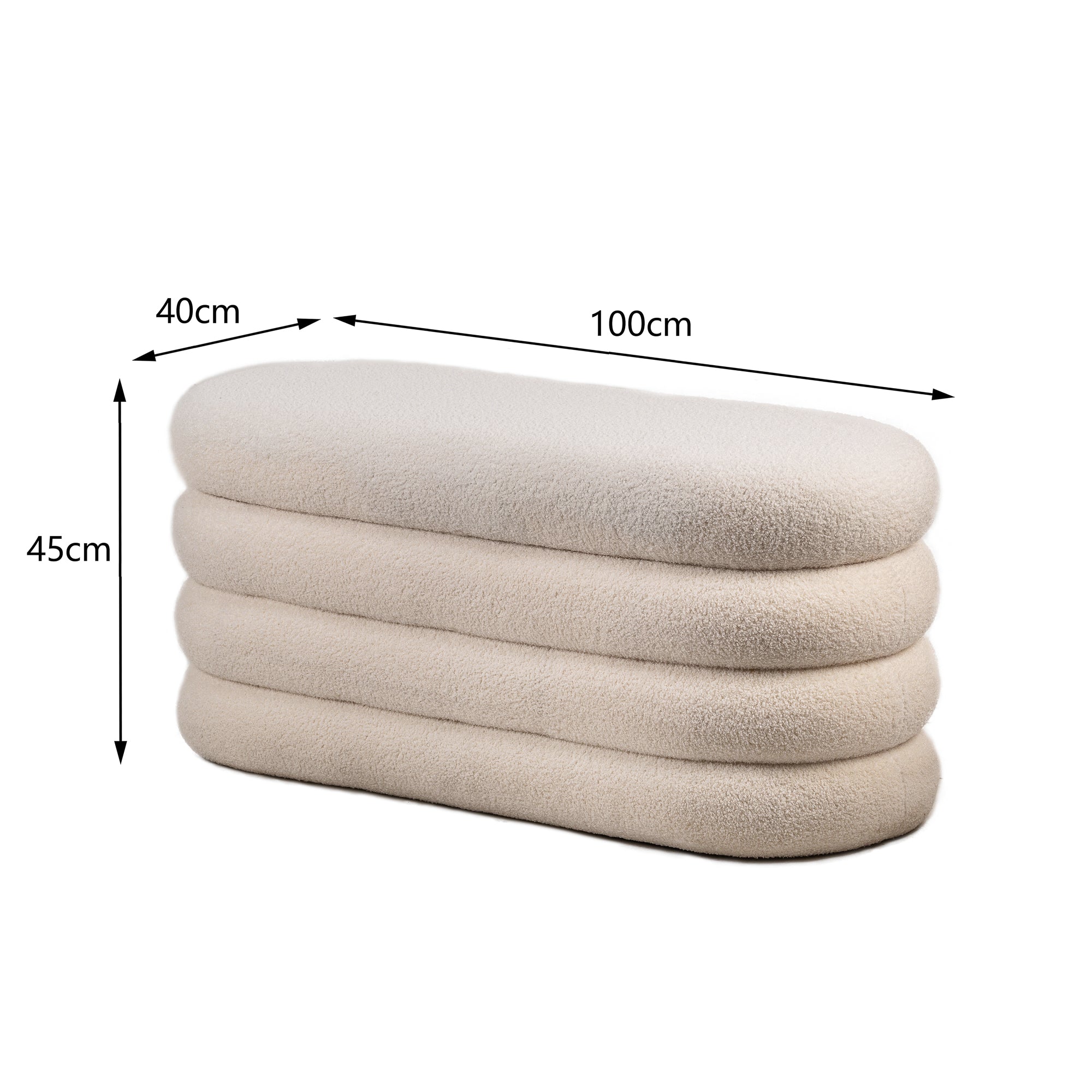 Ławka z schowkiem w białe pętelki