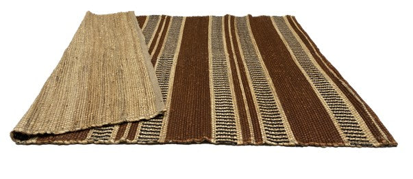 KUOPIO – prostokątny dywanik bawełniany z brązowymi i ecru wzorami, 120 x 180 cm