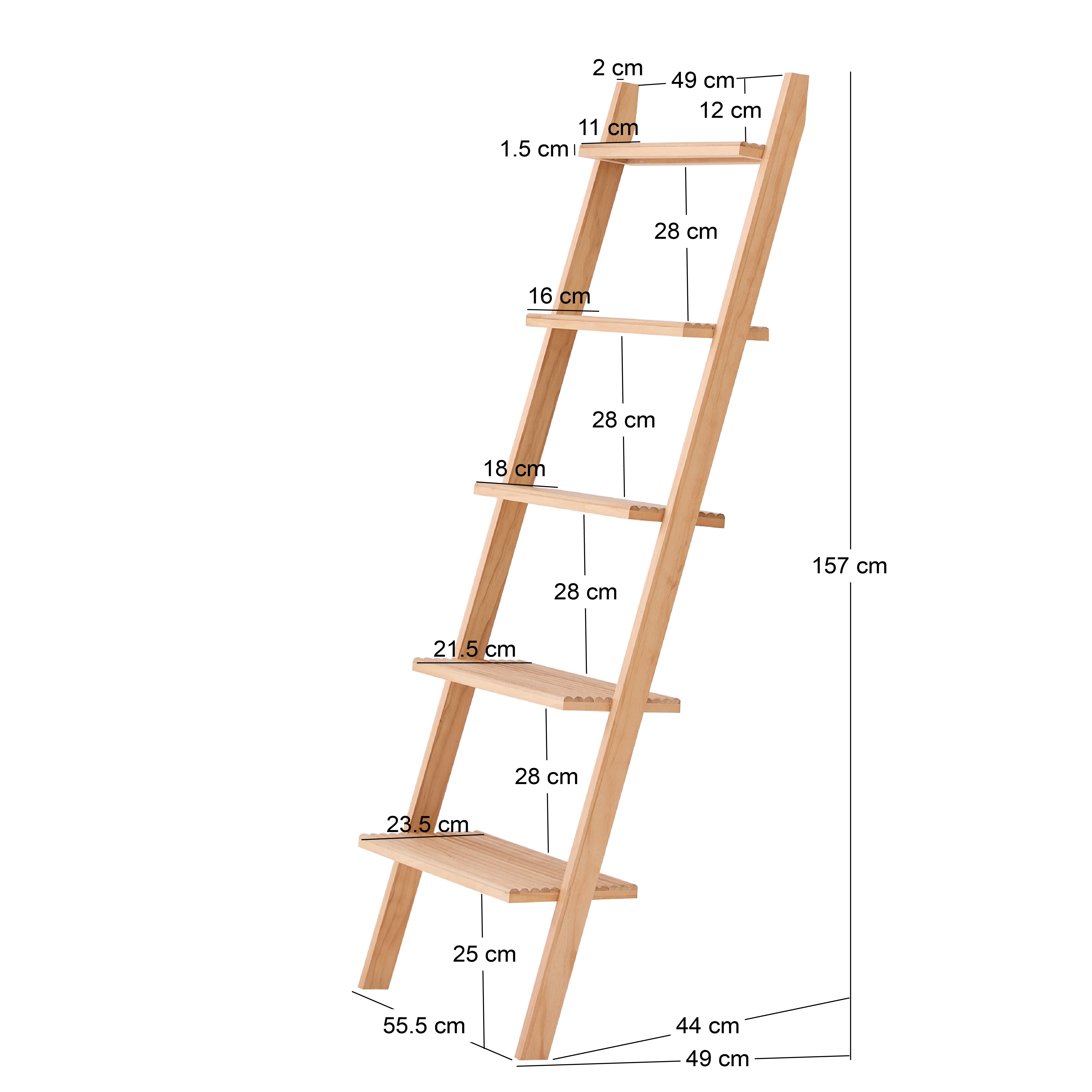 SMOGEN - Półka ścienna w kształcie drabinki, 5 poziomów, z litego drewna naturalnego