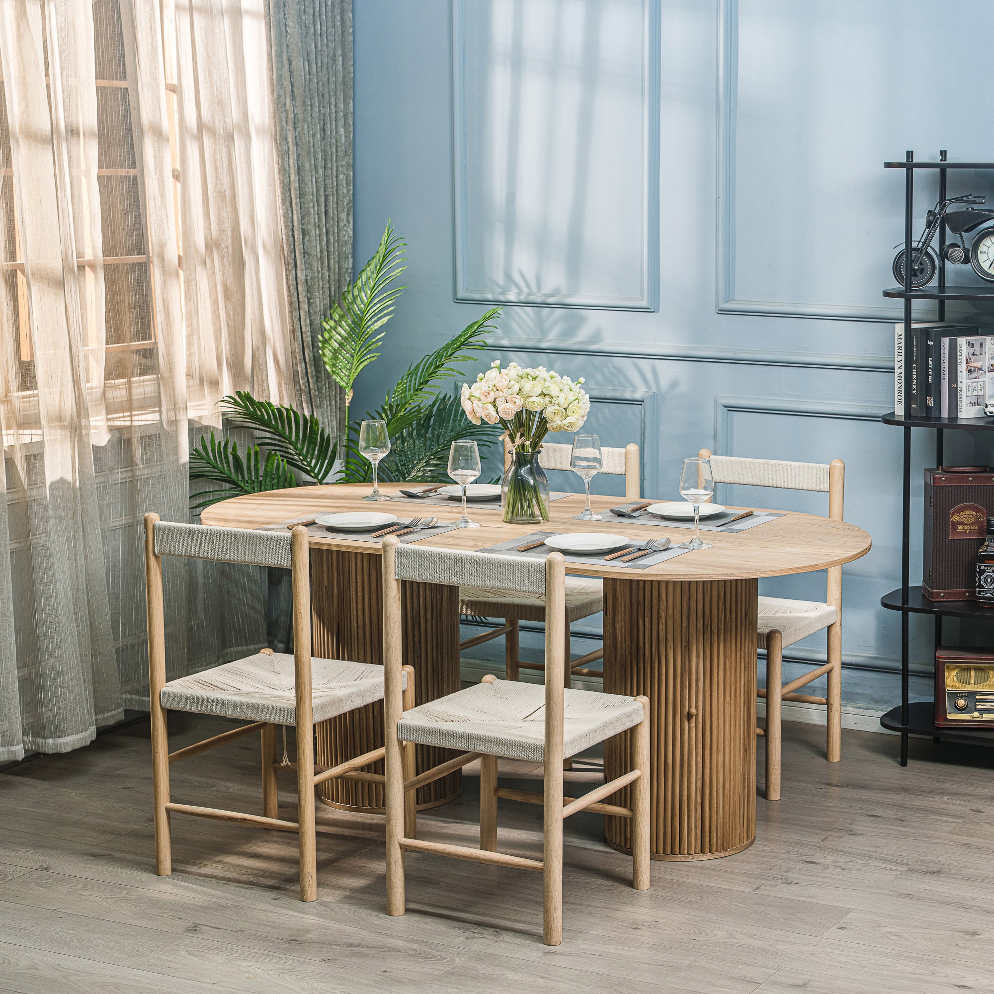 PIREUS – Owalny stół do jadalni dla 6 osób z litego drewna sosnowego D120