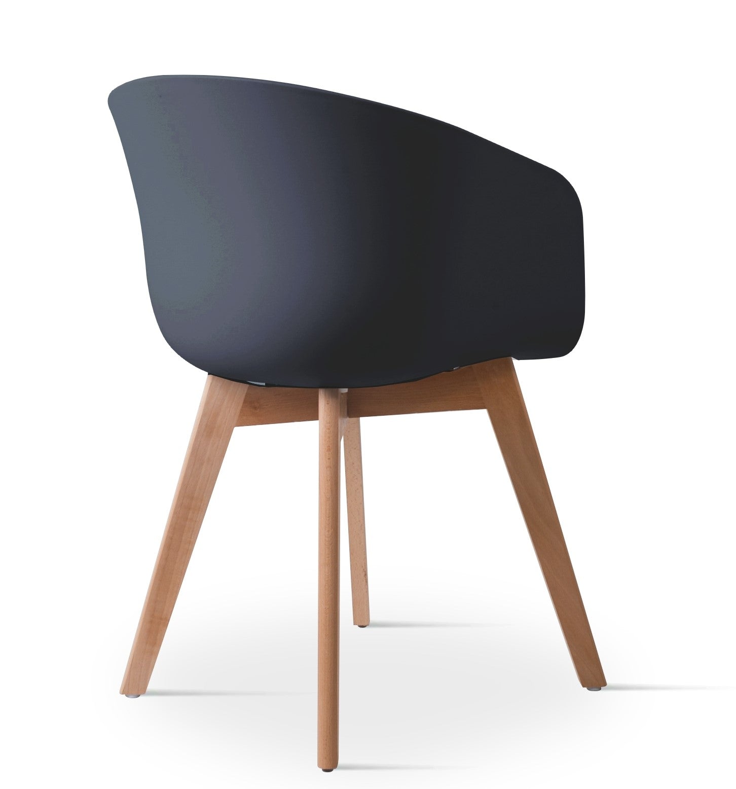 ALBORG – Zestaw 4 skandynawskich krzeseł z drewna i czarnego polipropylenu