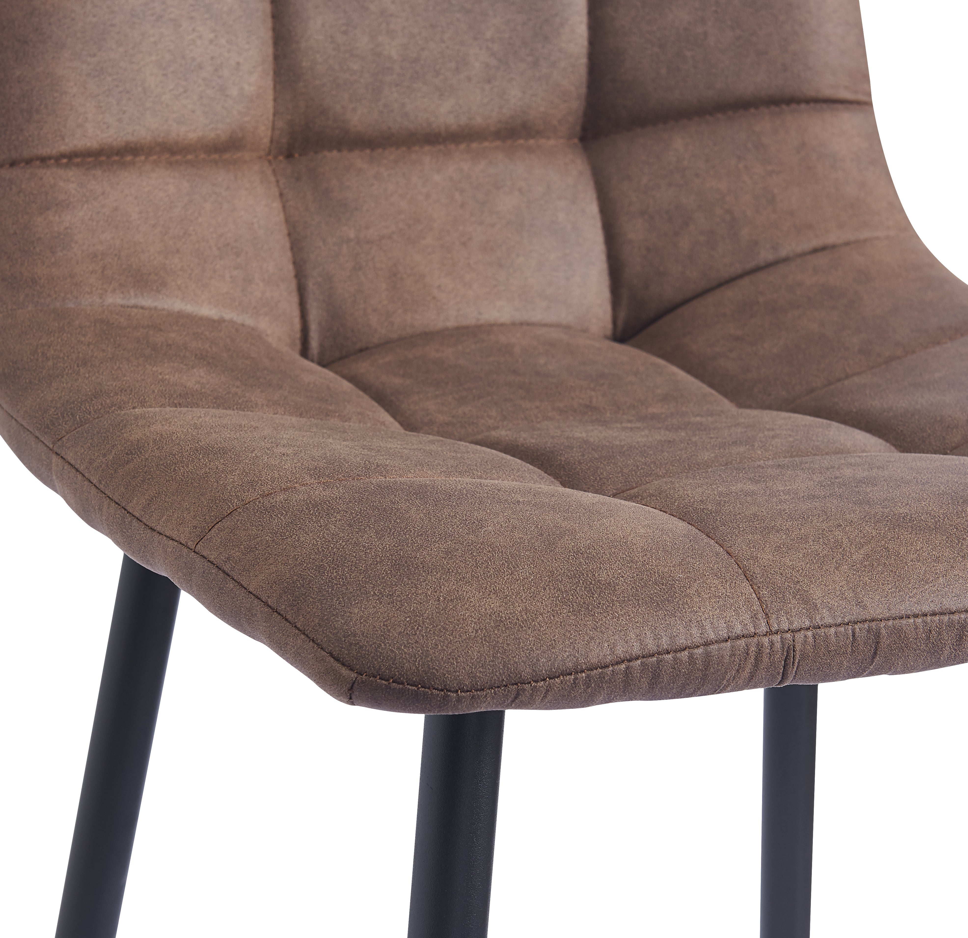 BJORN - Zestaw 2 stołków barowych z metalu i brązowej zamszowej tkaniny