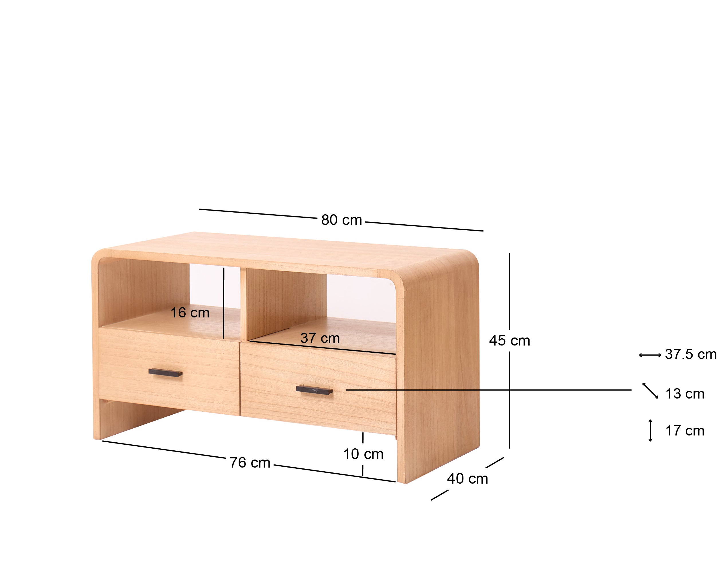 BASTAD - Drewniany mebel pod telewizor z 2 szufladami