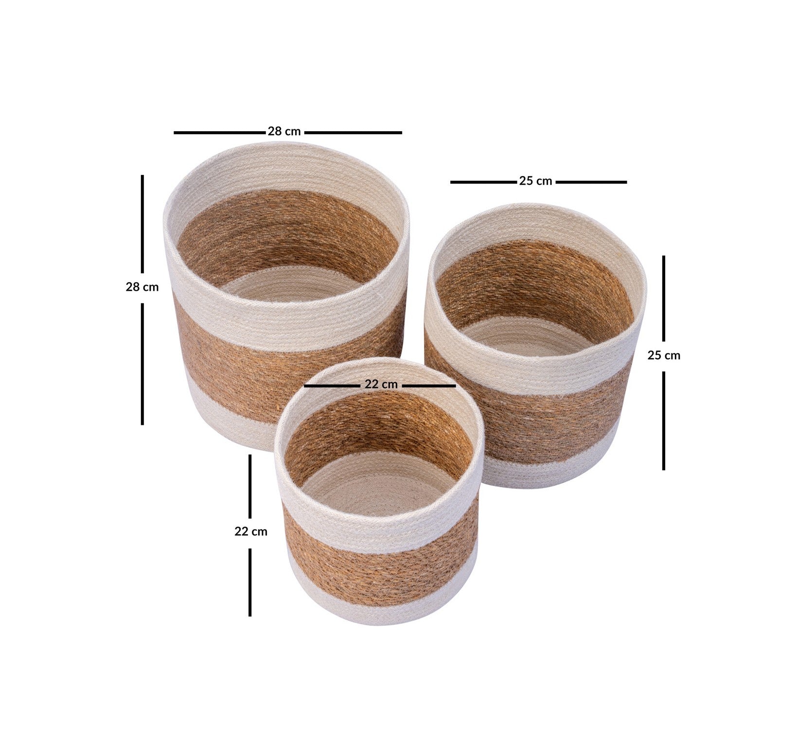 GRETA – Zestaw 3 koszy do przechowywania z naturalnej juty