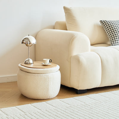 VASA - Pouf contenitore basso in bouclé bianco