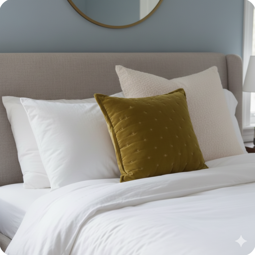 LANGOYA – Poduszka z aksamitu bawełnianego w kolorze musztardowożółtym OEKO-TEX® 45 x 45