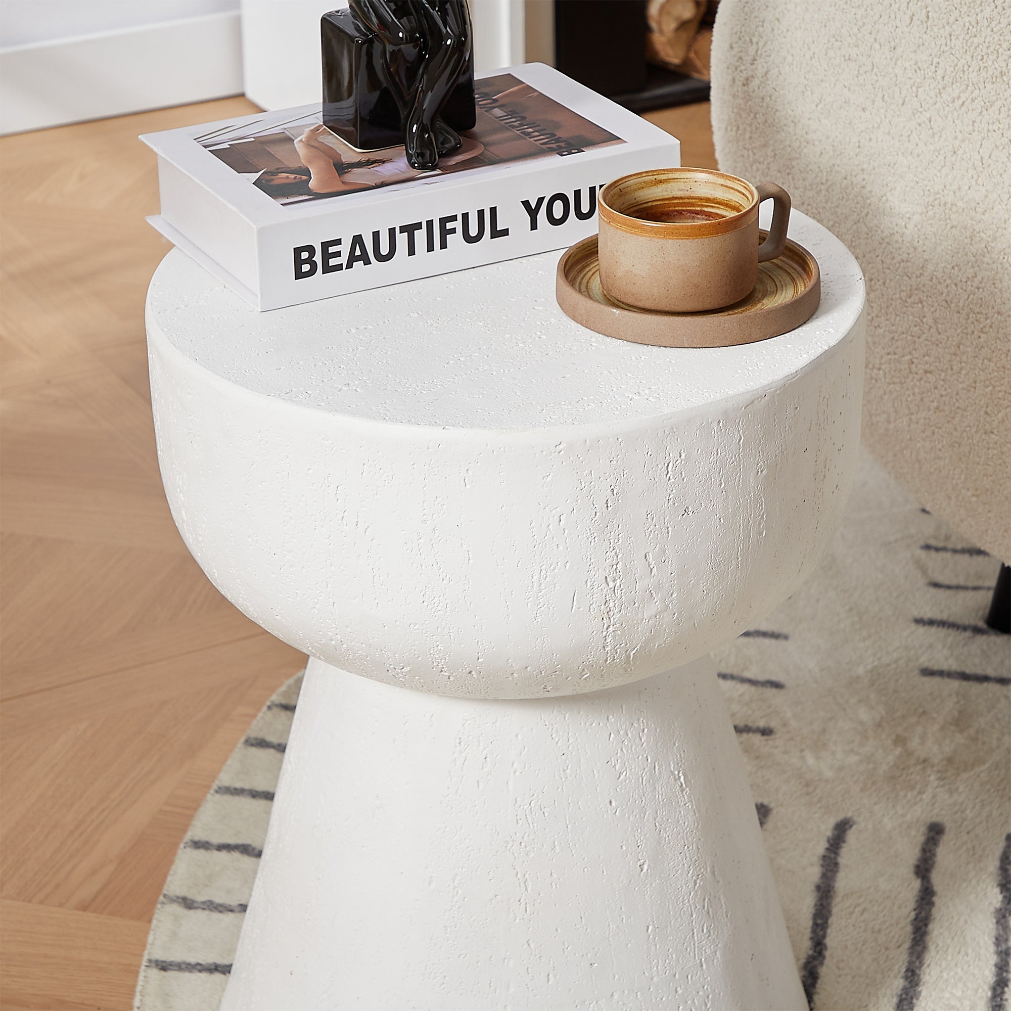 SORSELE - Stolik pomocniczy do kanapy, do użytku wewnątrz i na zewnątrz, z magnezytu, biały