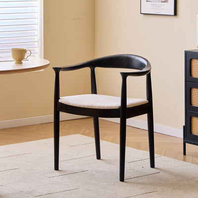 SALTA - Set di 2 sedie da pranzo in legno massello nero e tessuto beige
