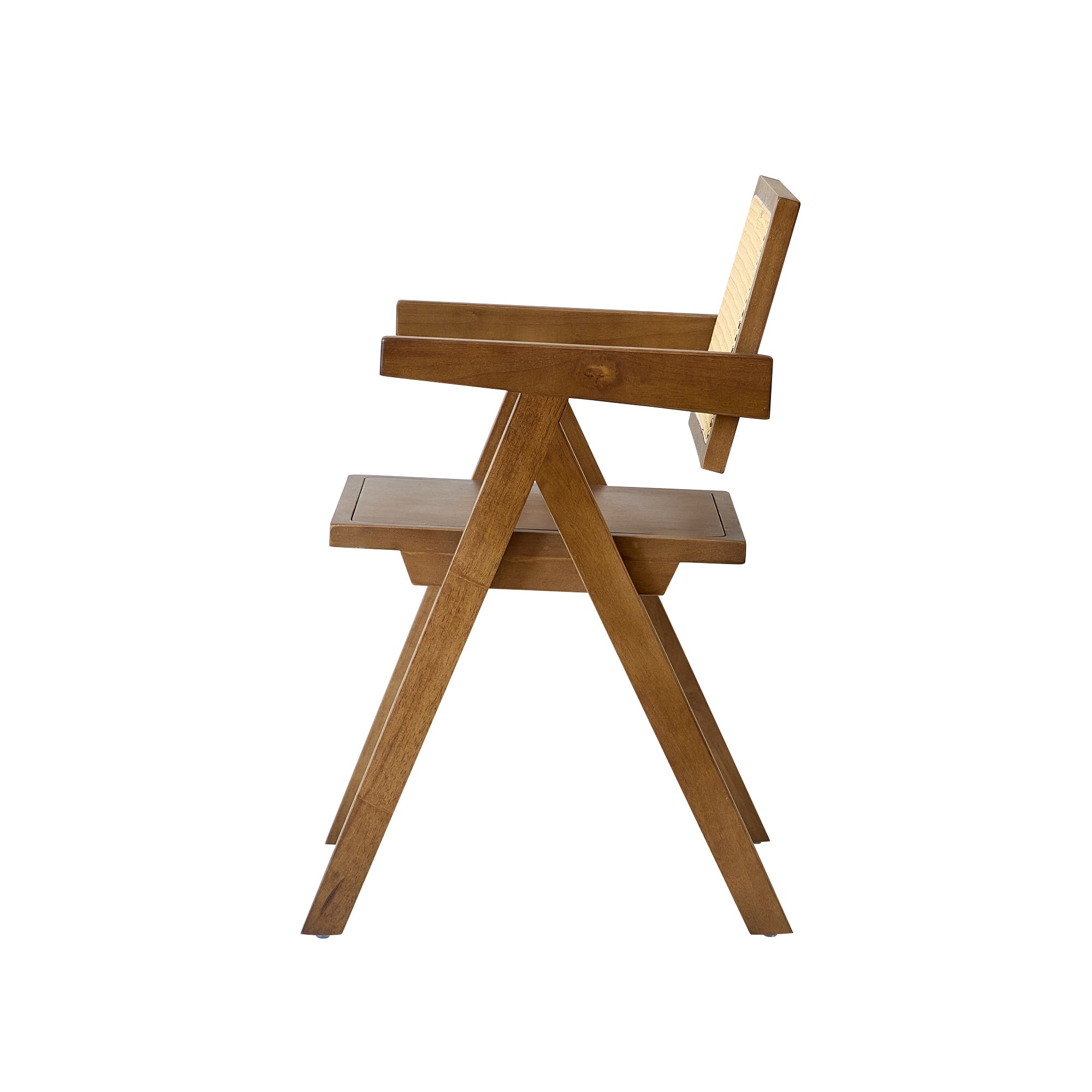 MADEIRA – Fotel stołowy z ciemnego litego drewna i wikliny