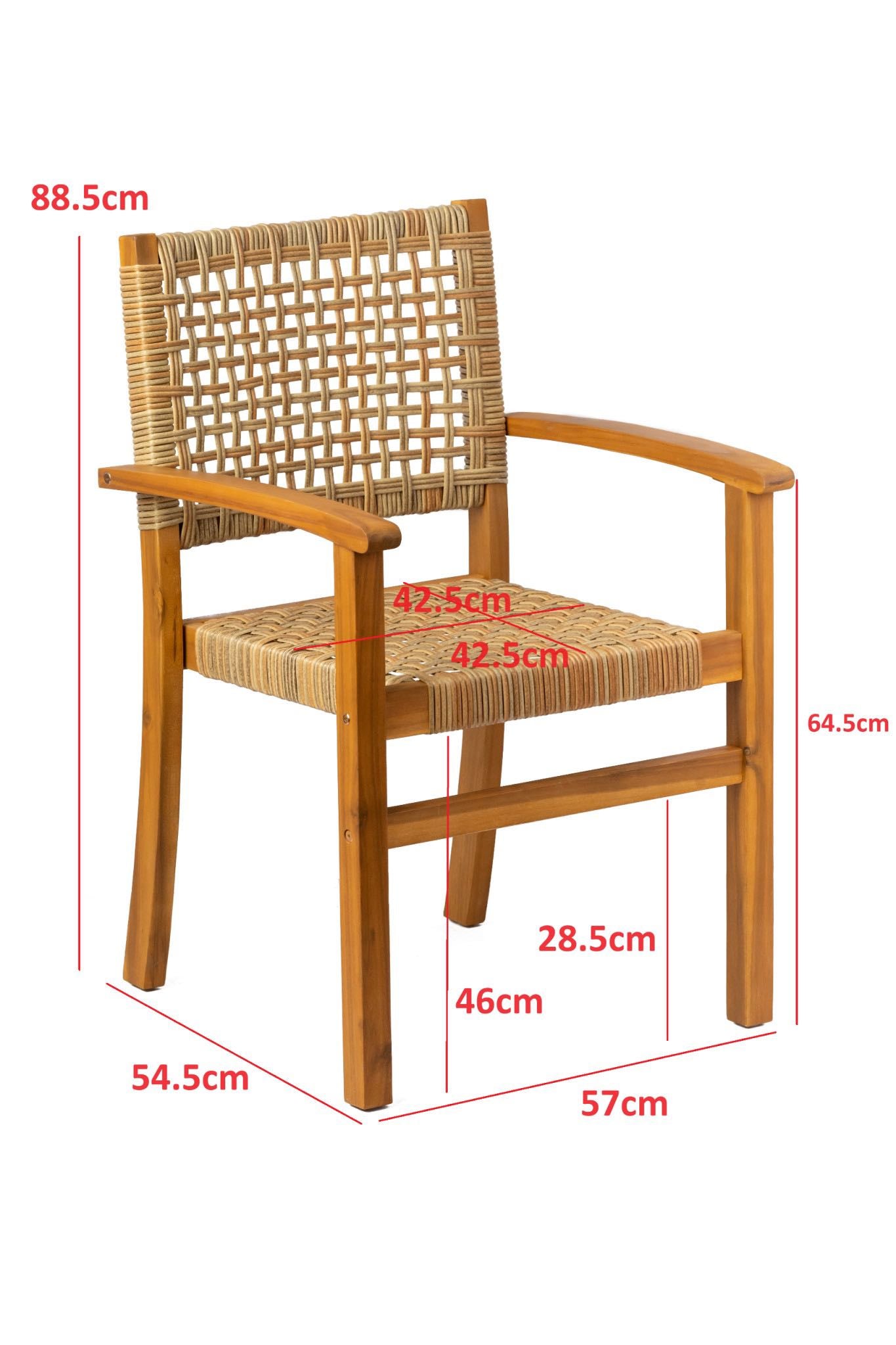MACEIO – Zestaw 2 krzeseł ogrodowych z drewna akacjowego i liny